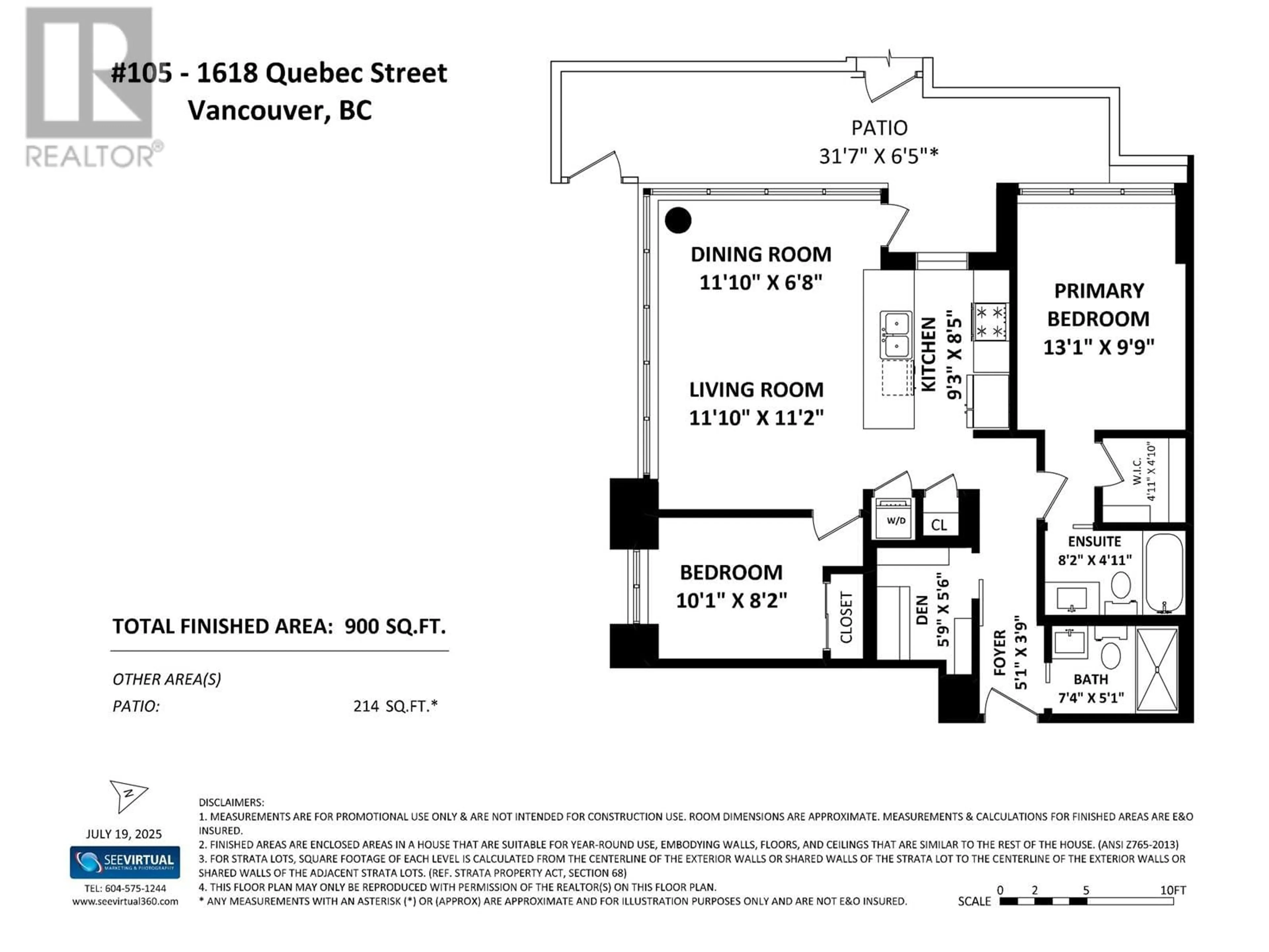 Floor plan for 105 - 1618 QUEBEC STREET, Vancouver British Columbia V6A0C5