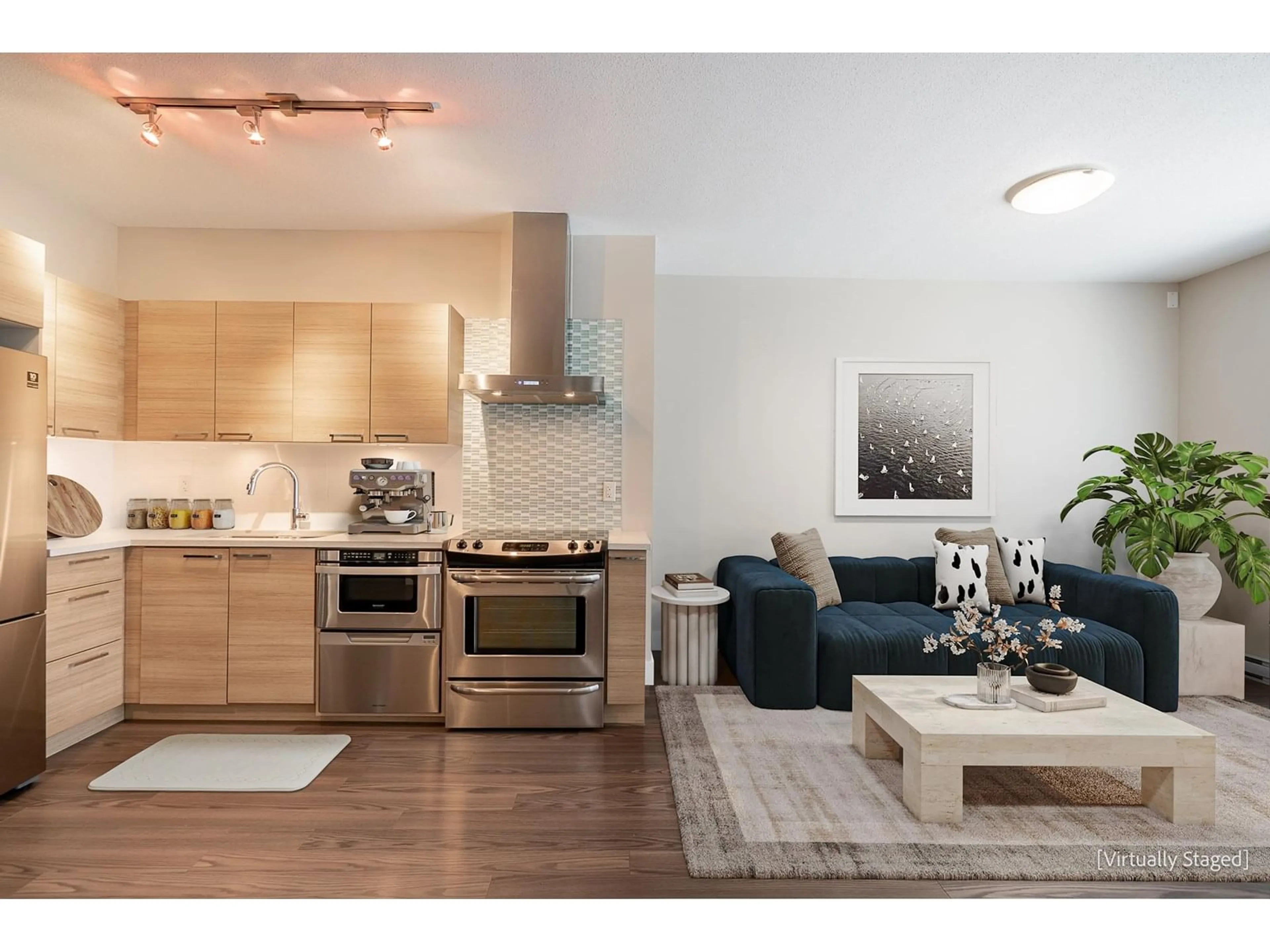 Open concept kitchen, wood/laminate floor for 302 - 5811 177B STREET, Surrey British Columbia V3S4J4
