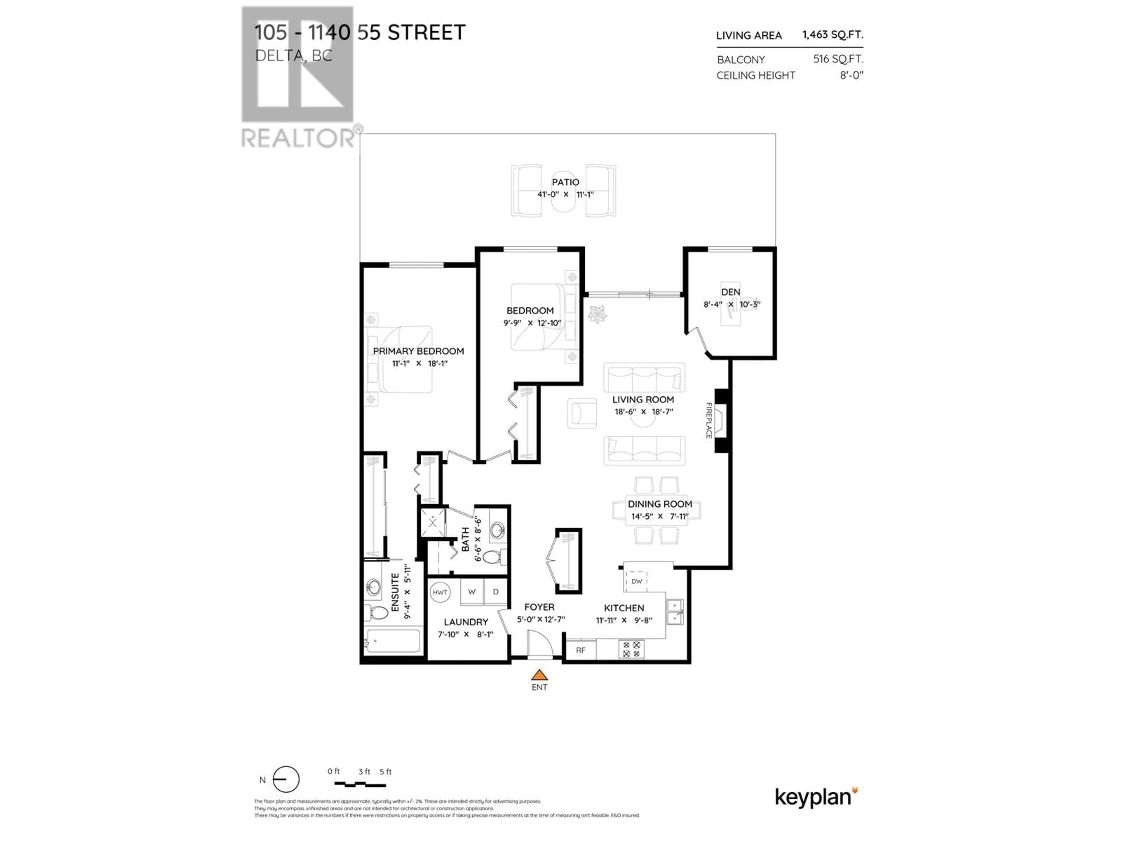 Floor plan for 105 - 1140 55 STREET, Delta British Columbia V4M3J8