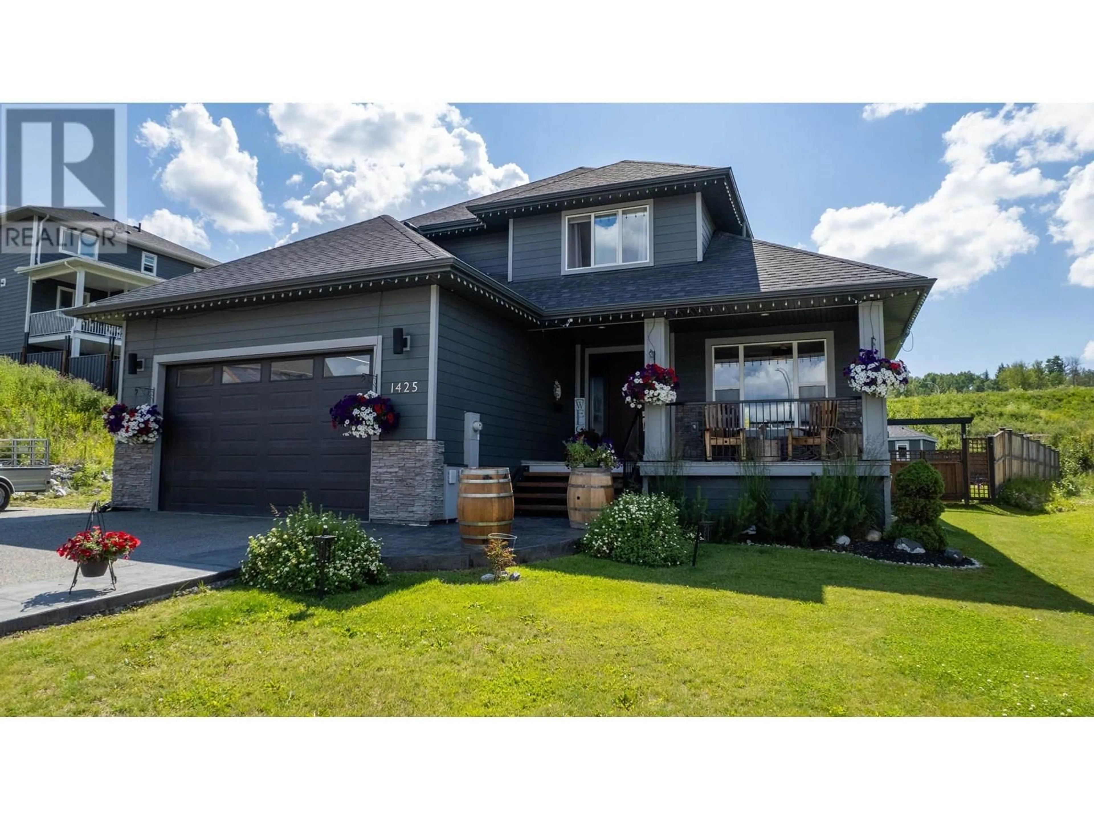 Home with vinyl exterior material, street for 1425 OMINECA PLACE, Prince George British Columbia V2N0B7