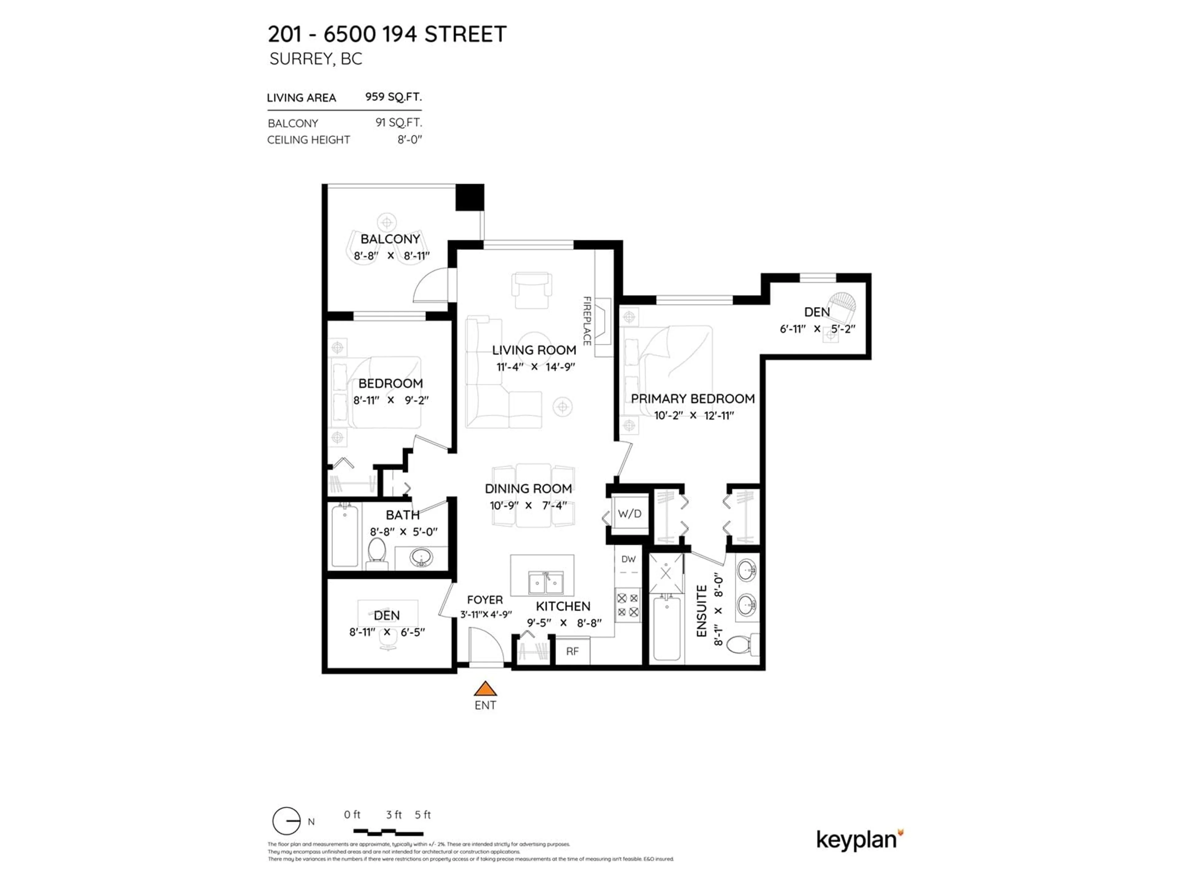 Floor plan for 201 - 6500 194, Surrey British Columbia V4N5X4