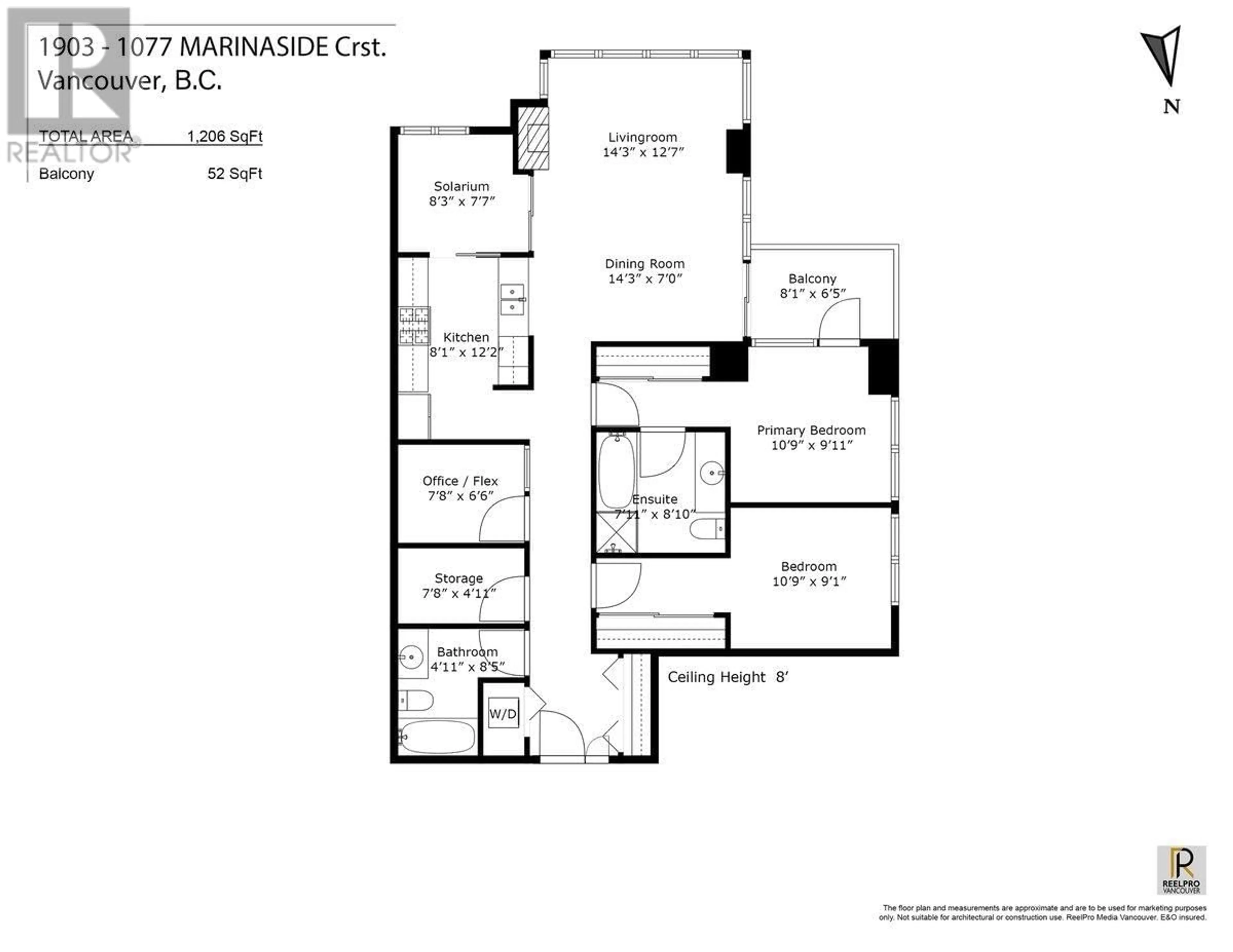 Floor plan for 1903 - 1077 MARINASIDE CRESCENT, Vancouver British Columbia V6Z2Z5