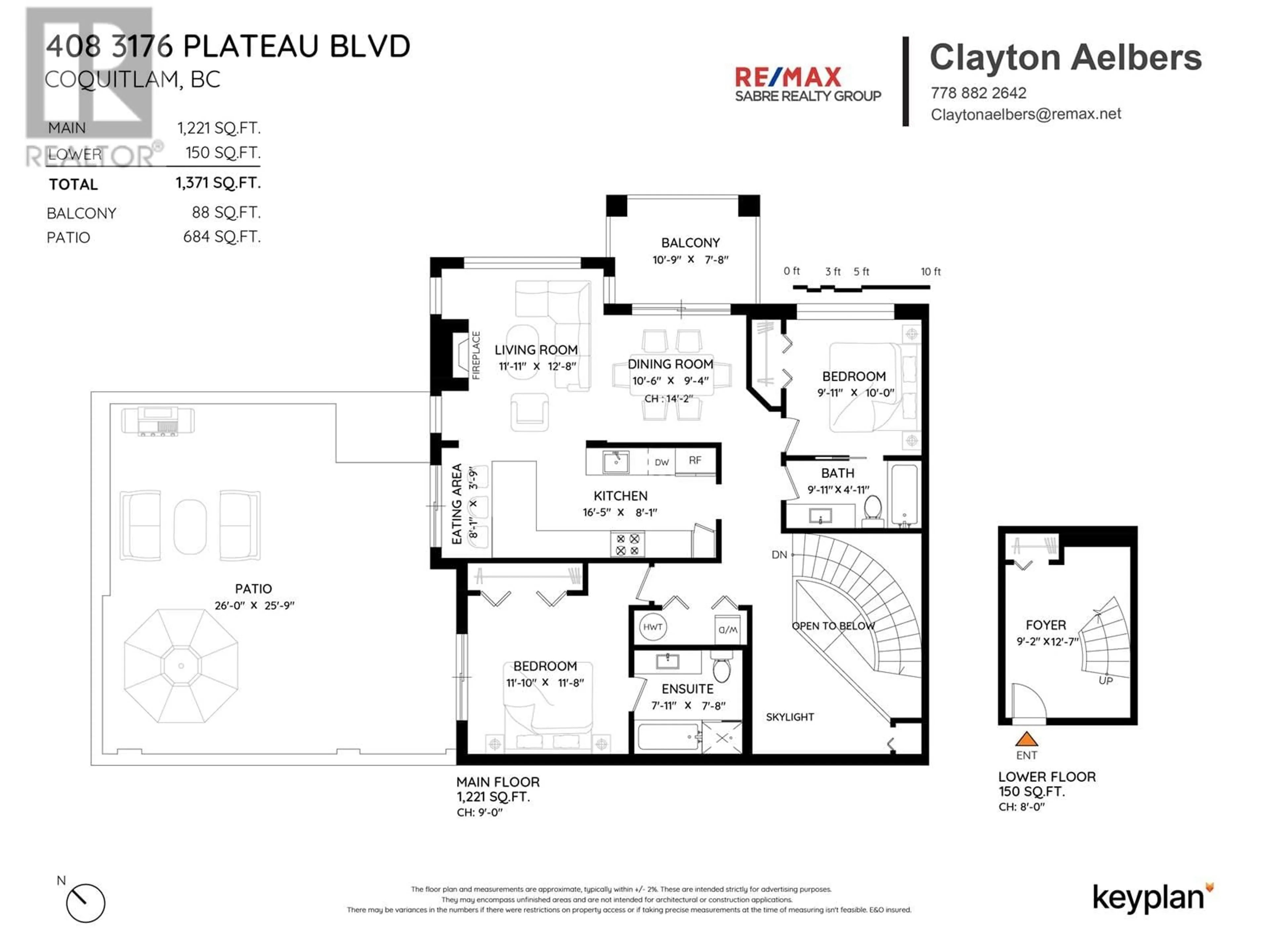 Floor plan for 408 - 3176 PLATEAU BOULEVARD, Coquitlam British Columbia V3E3J2