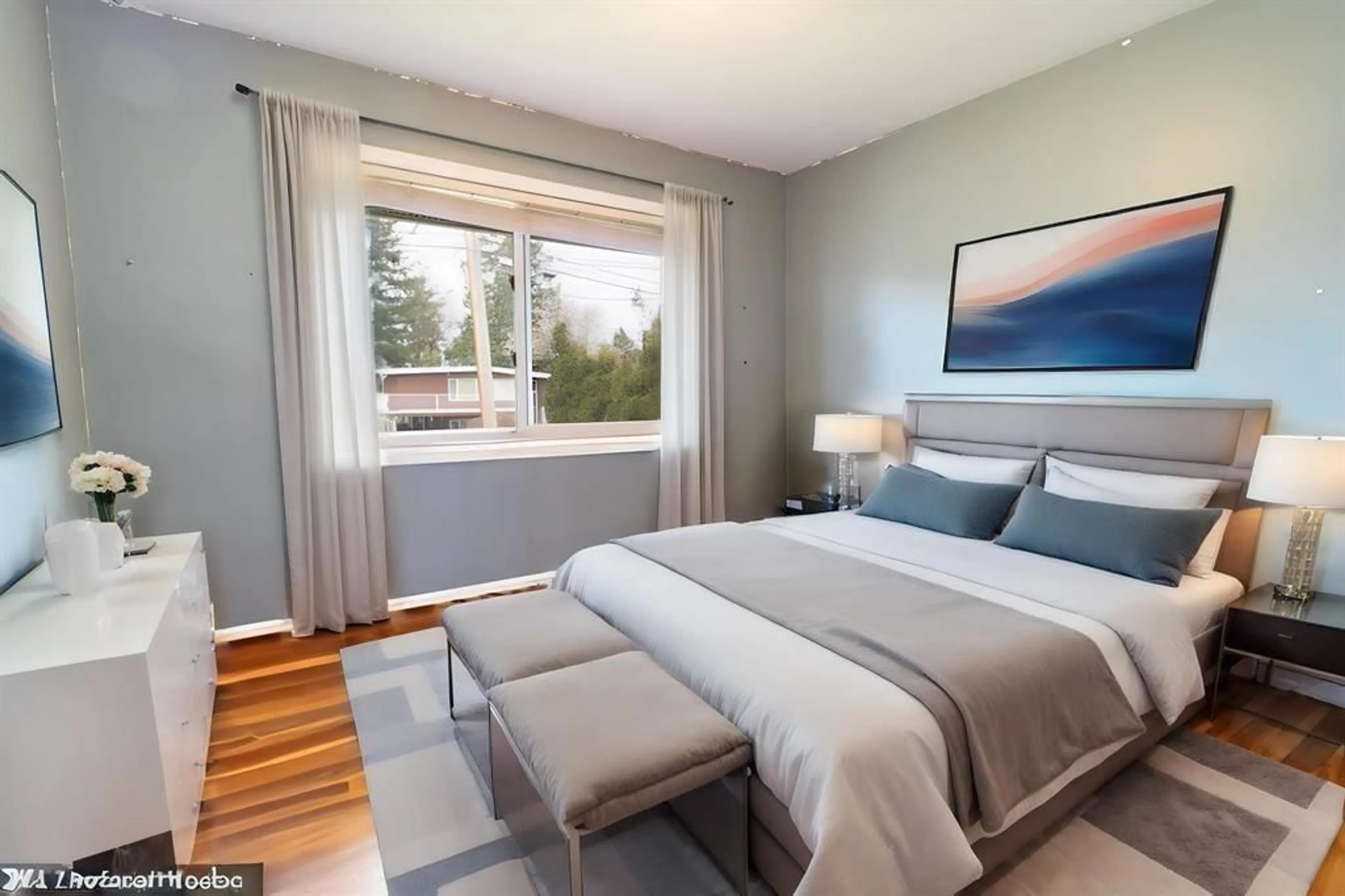 Bedroom with bed, wood/laminate floor for 11524 97A, Surrey British Columbia V3V2G2