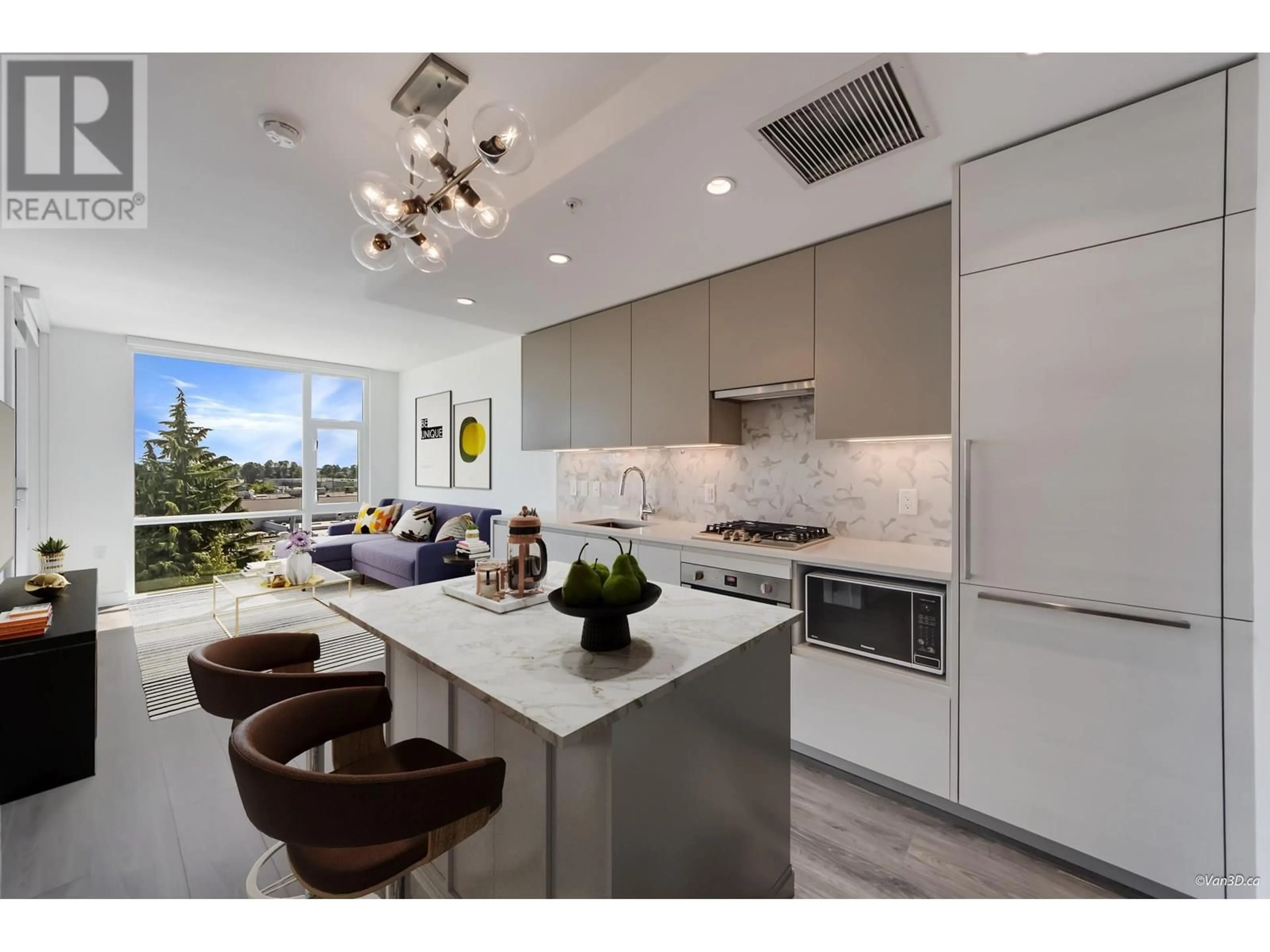 Contemporary kitchen, ceramic/tile floor for 407 - 8181 CHESTER STREET, Vancouver British Columbia V5X0J9