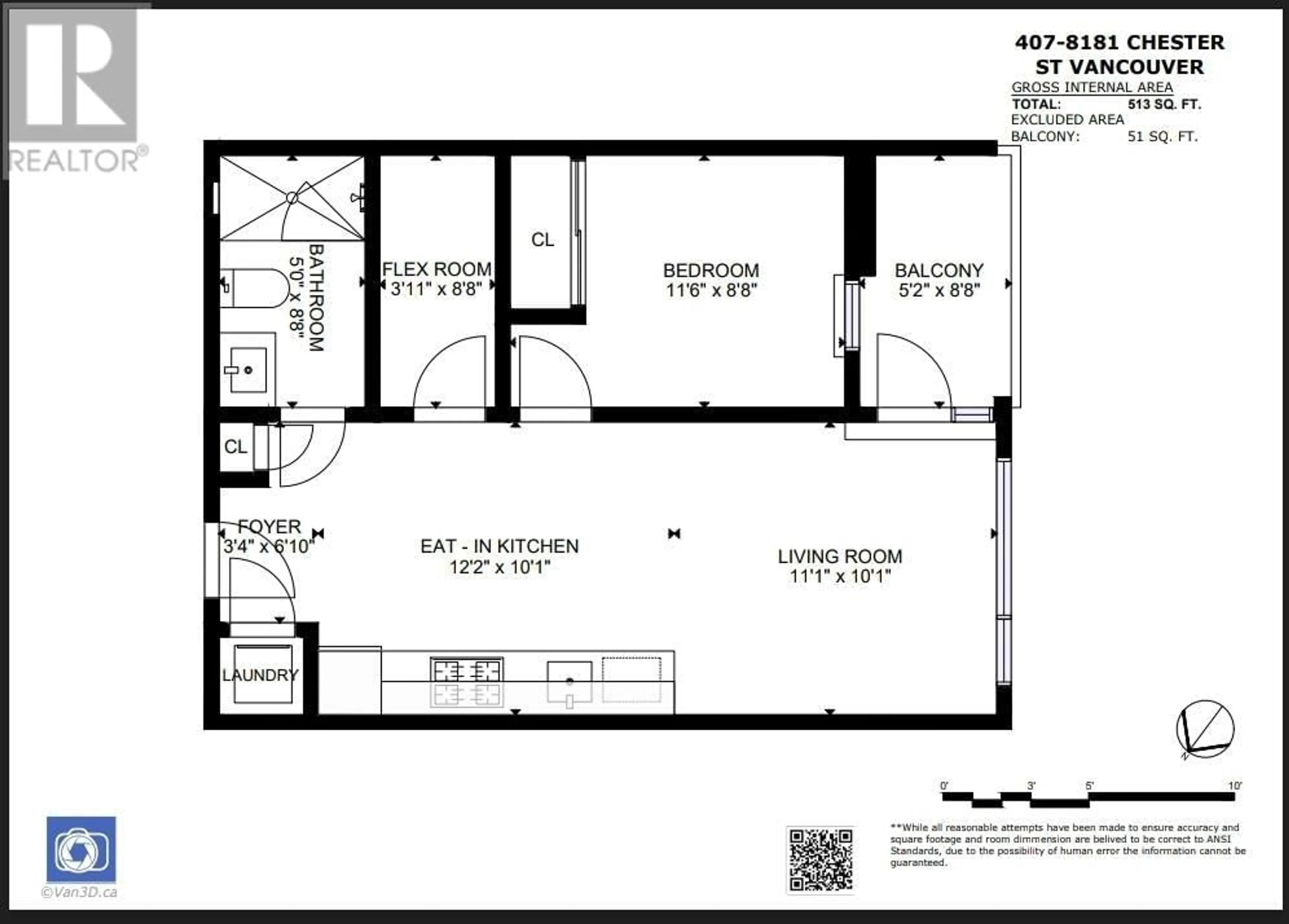 Floor plan for 407 - 8181 CHESTER STREET, Vancouver British Columbia V5X0J9