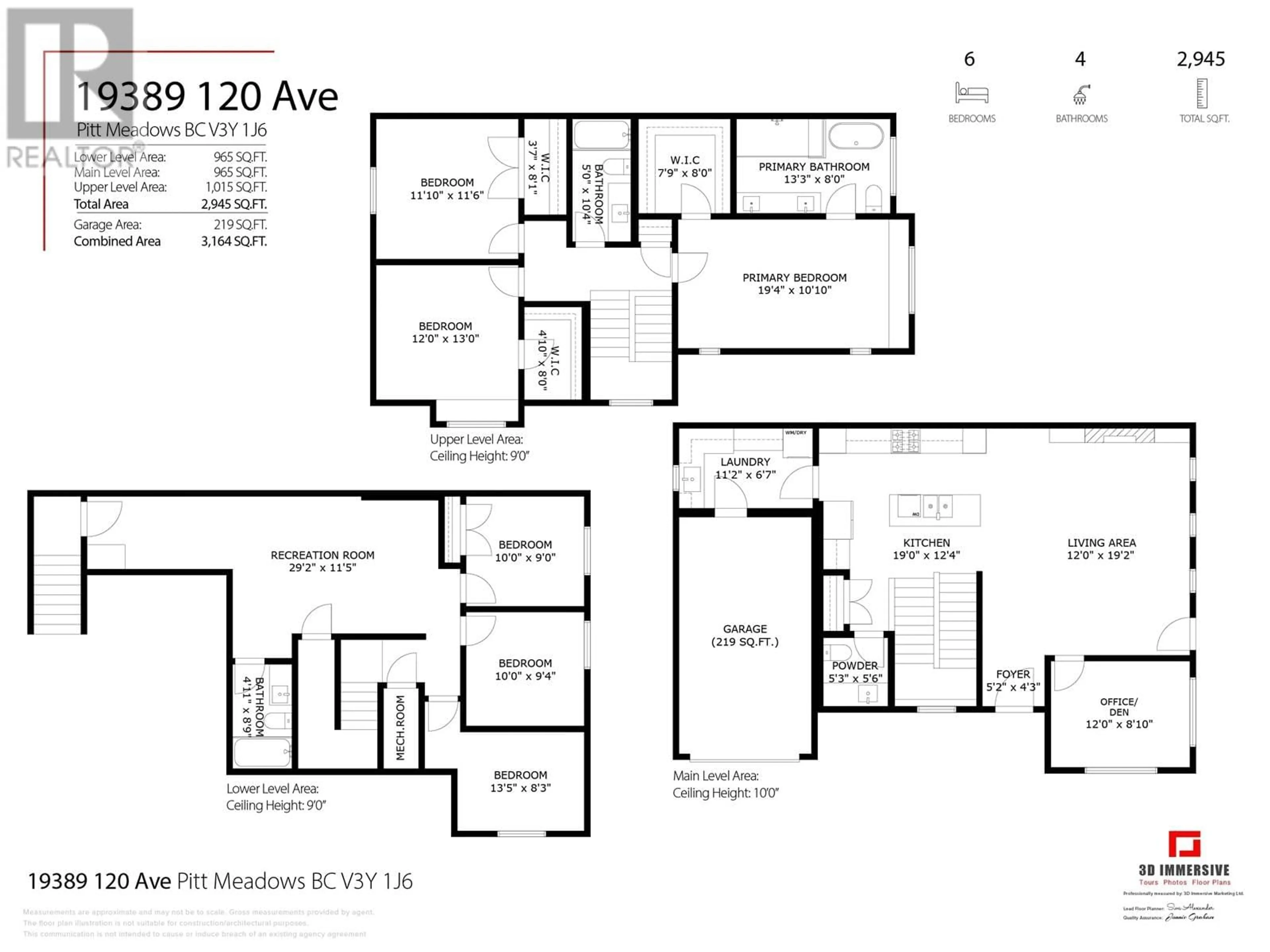 Floor plan for 19389 120 AVENUE, Pitt Meadows British Columbia V3Y1J6