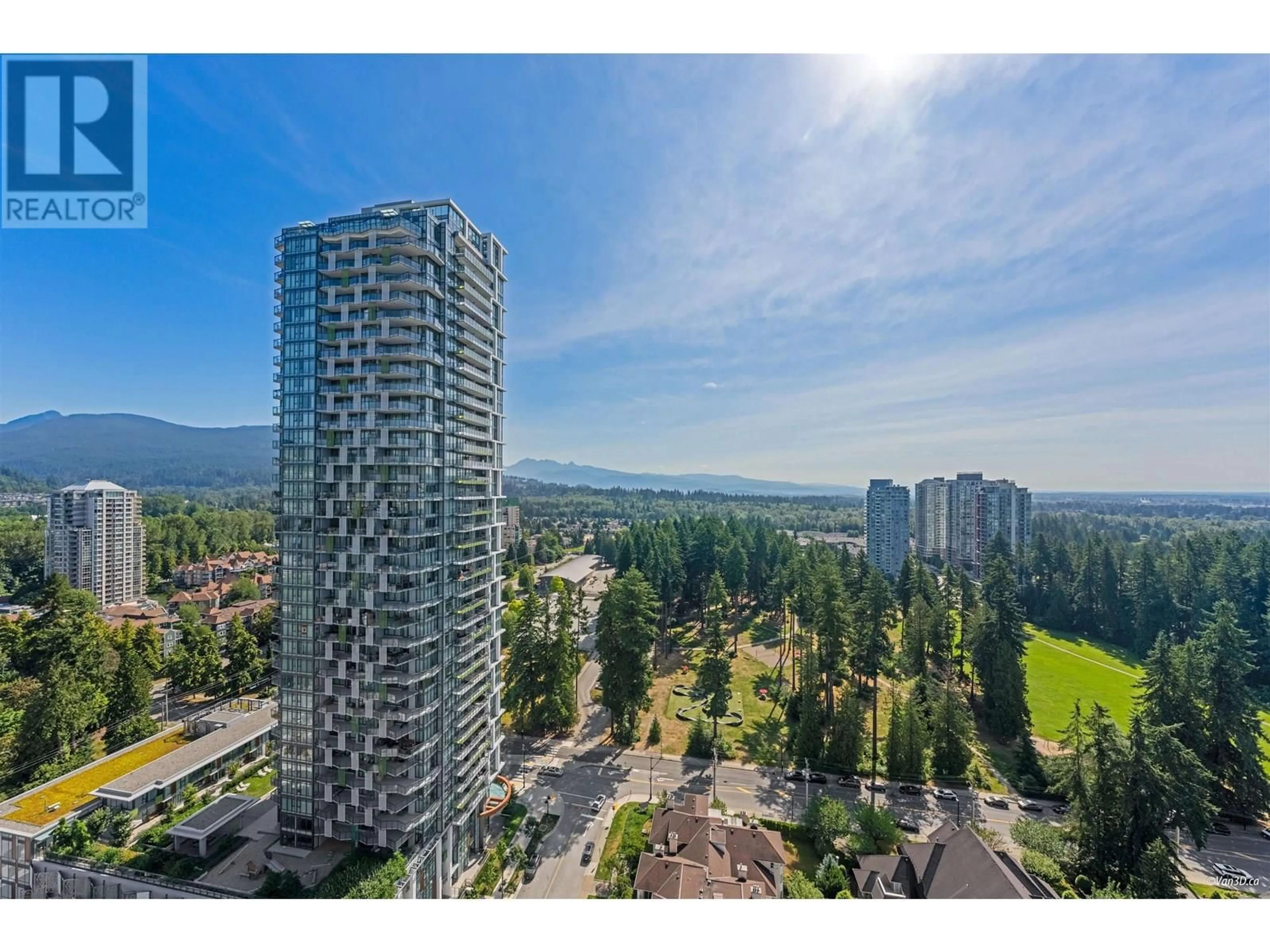 A pic from outside/outdoor area/front of a property/back of a property/a pic from drone, city buildings view from balcony for 3003 - 1178 HEFFLEY CRESCENT, Coquitlam British Columbia V3B0A7
