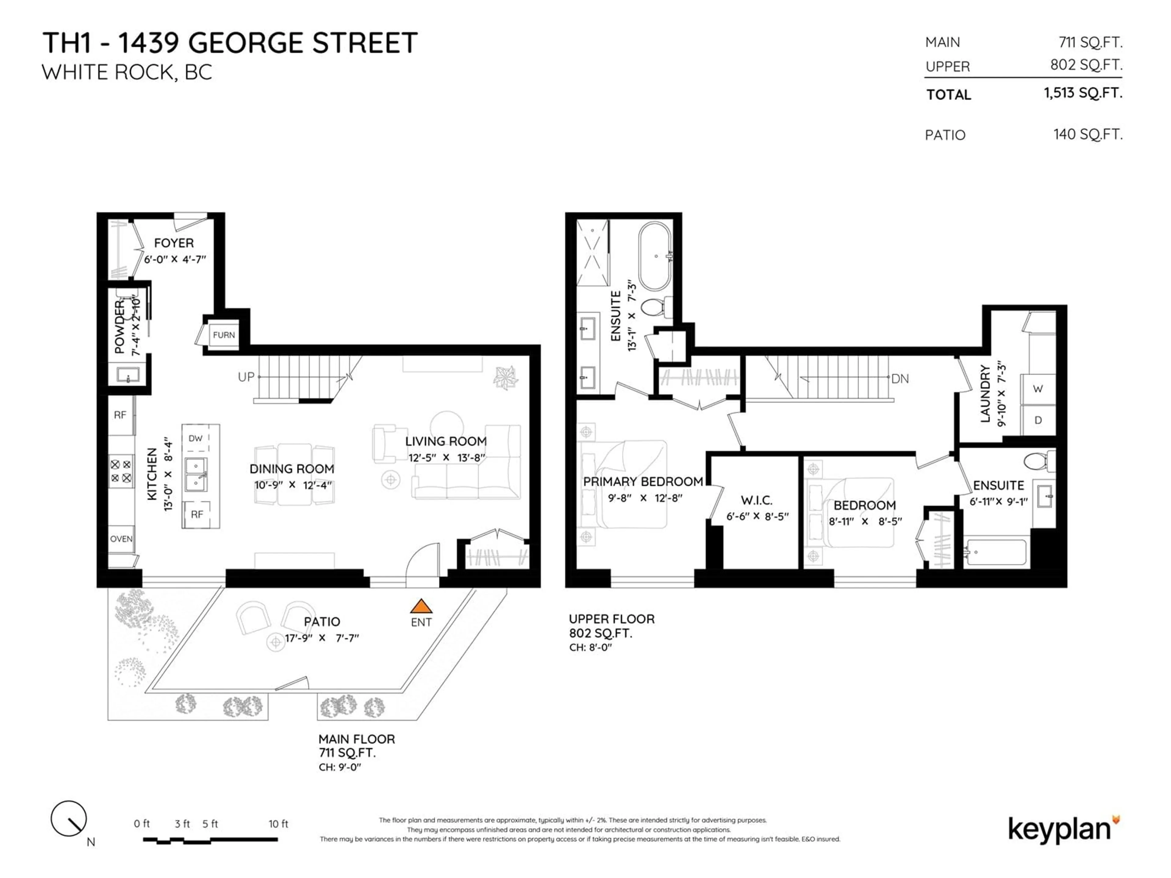 Floor plan for TH1 - 1439 GEORGE, White Rock British Columbia V4B0B9