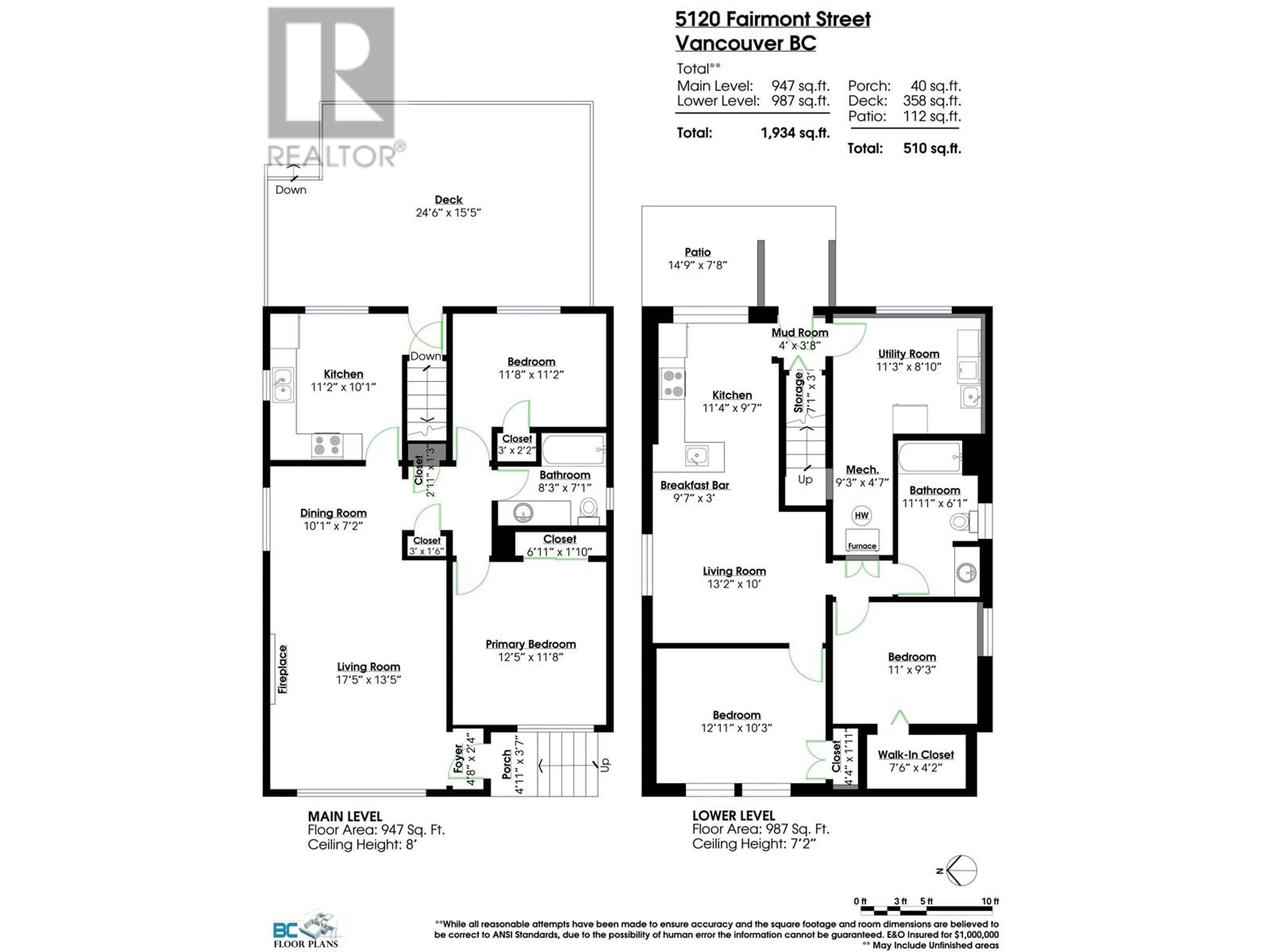 Floor plan for 5120 FAIRMONT STREET, Vancouver British Columbia V5R3V3