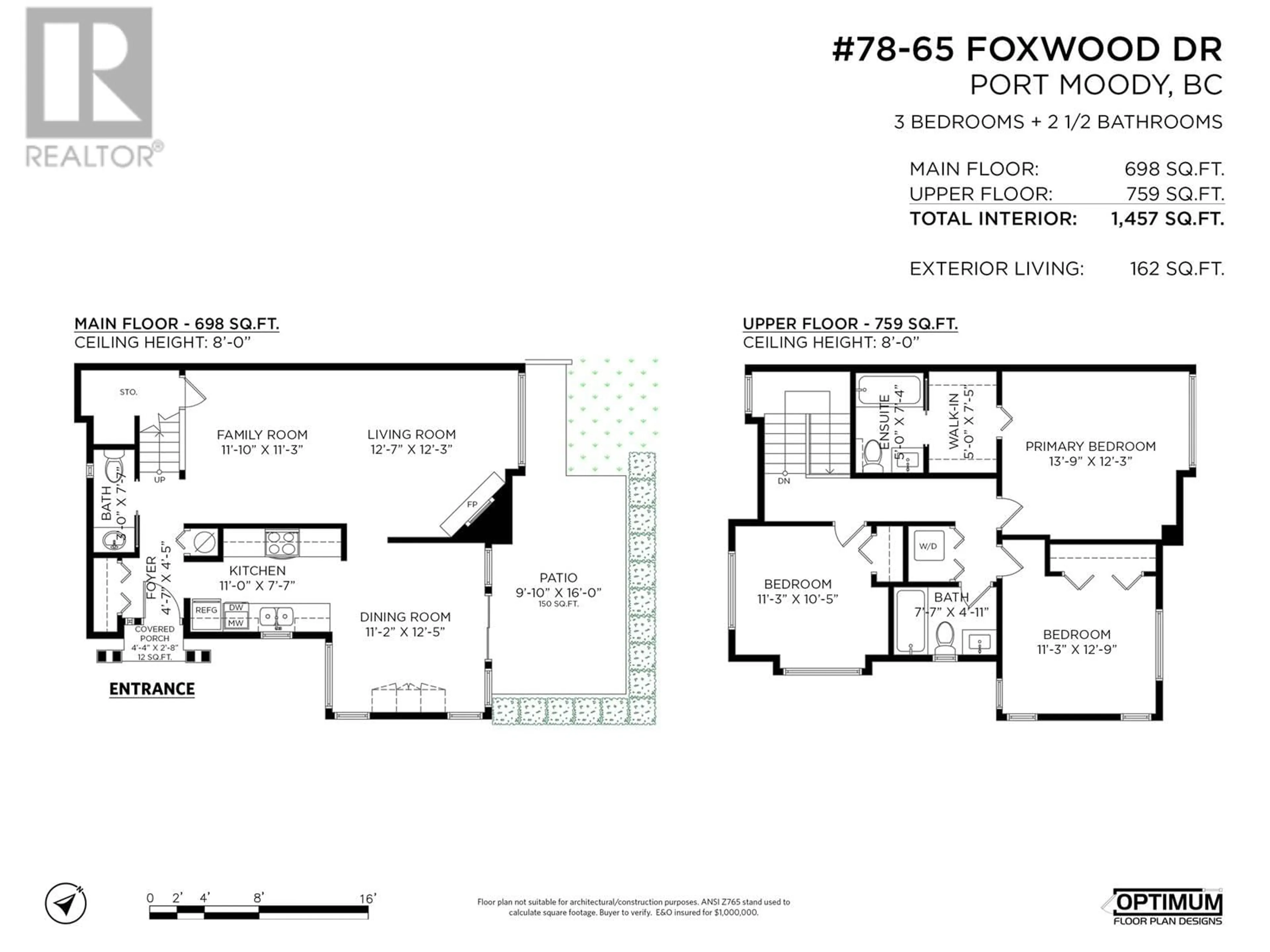 Floor plan for 78 - 65 FOXWOOD DRIVE, Port Moody British Columbia V3H4Z5