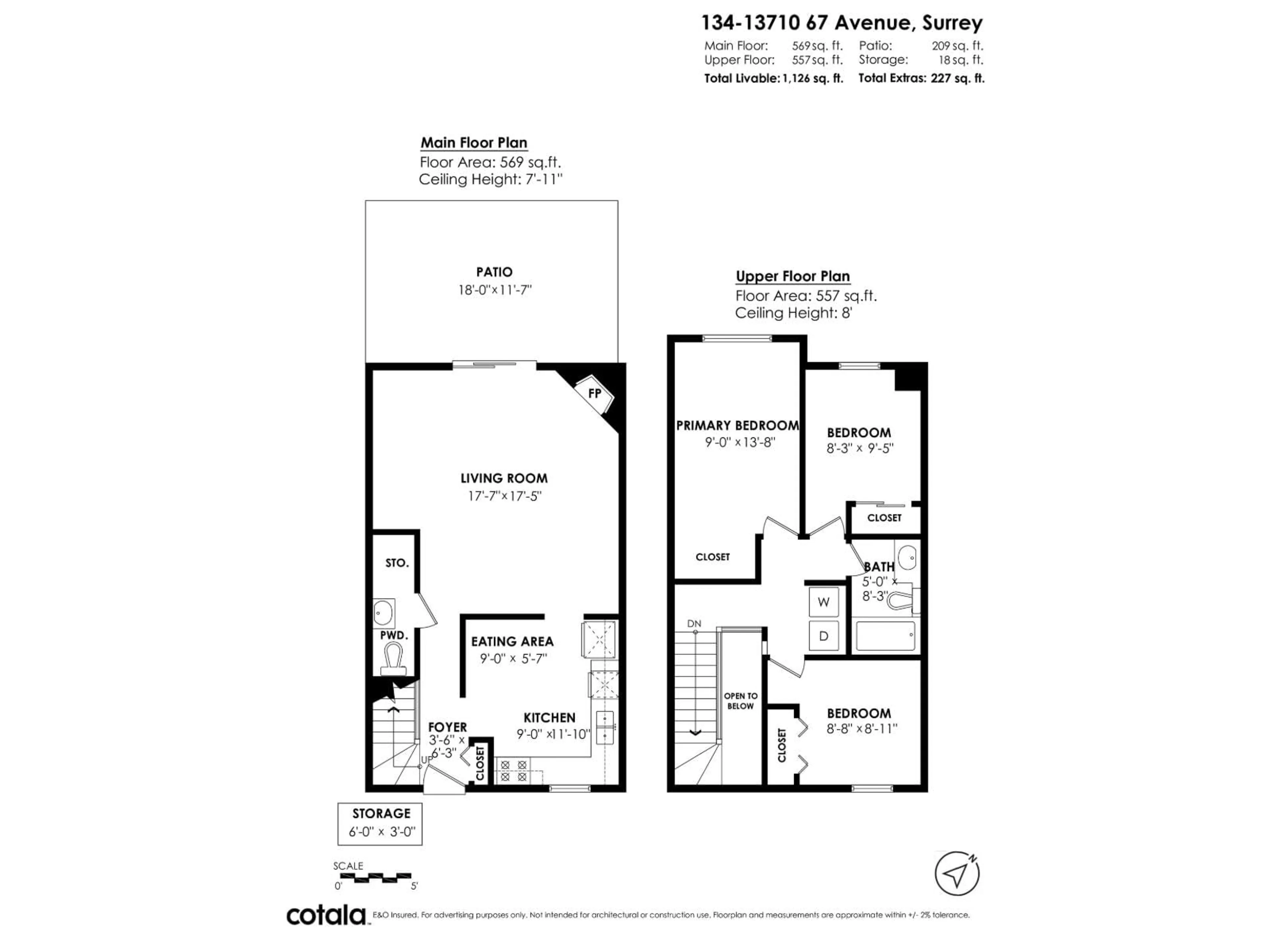 Floor plan for 134 - 13710 67, Surrey British Columbia V3W6X6