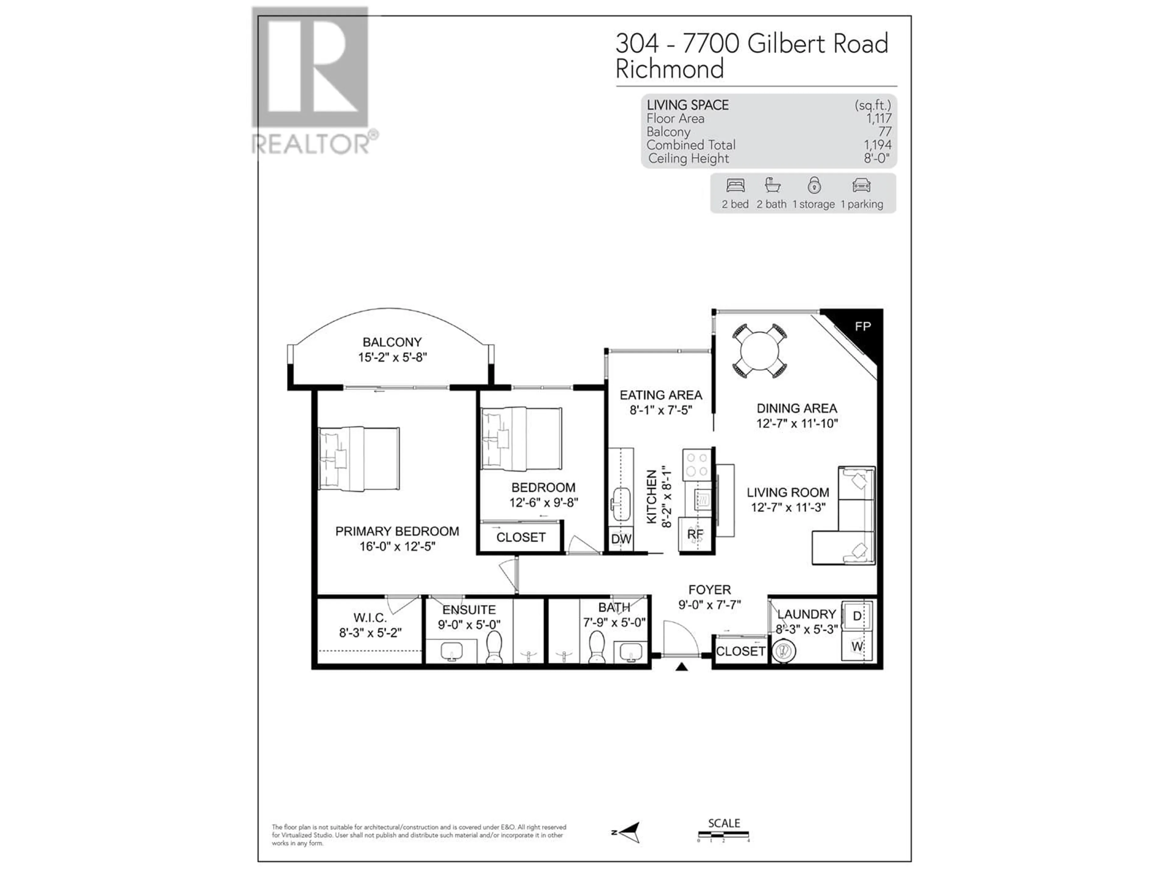 Floor plan for 304 - 7700 GILBERT ROAD, Richmond British Columbia V7C3W2