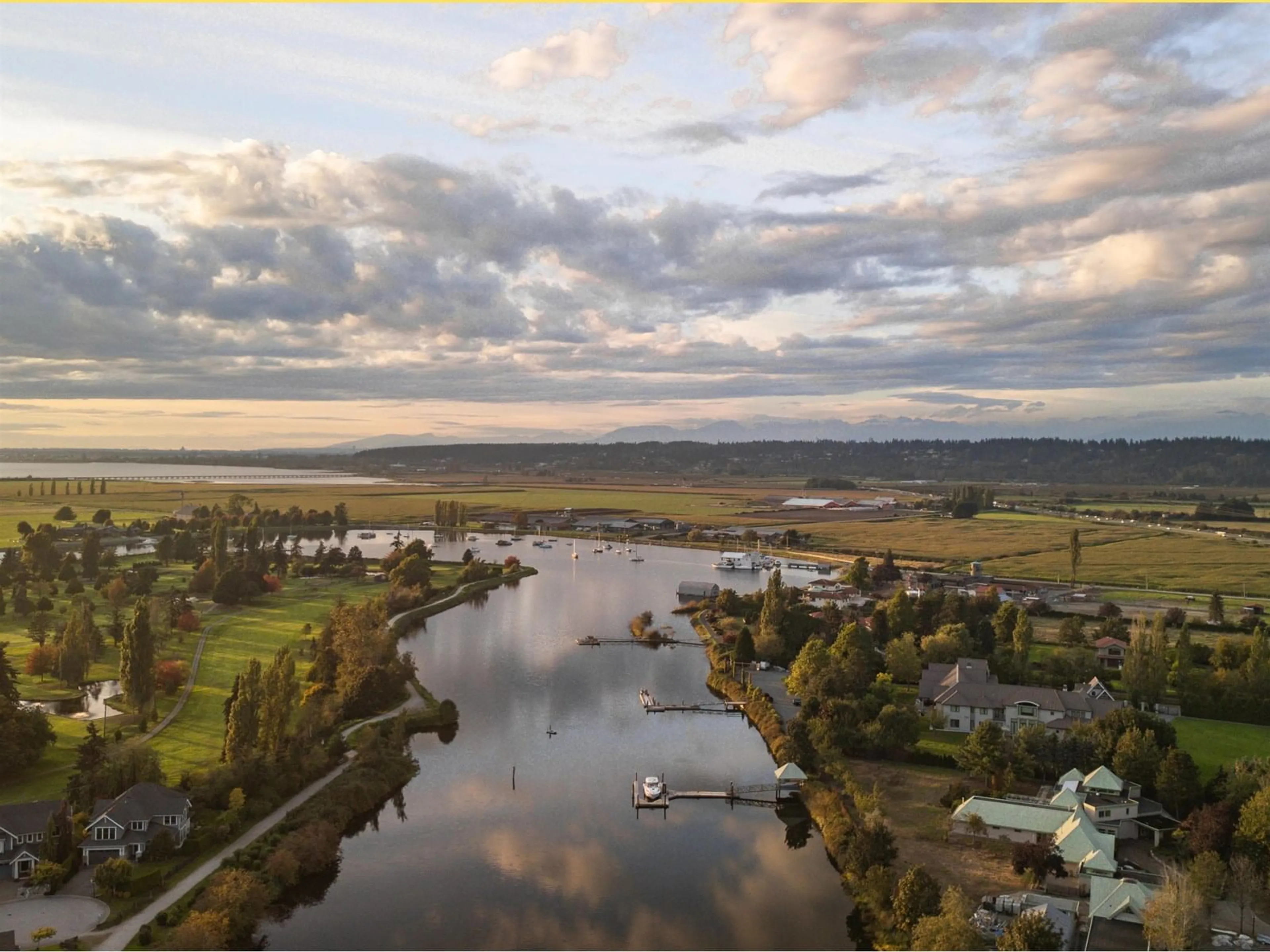 A pic from outside/outdoor area/front of a property/back of a property/a pic from drone, water/lake/river/ocean view for 14265 36A, Surrey British Columbia V4P0C2