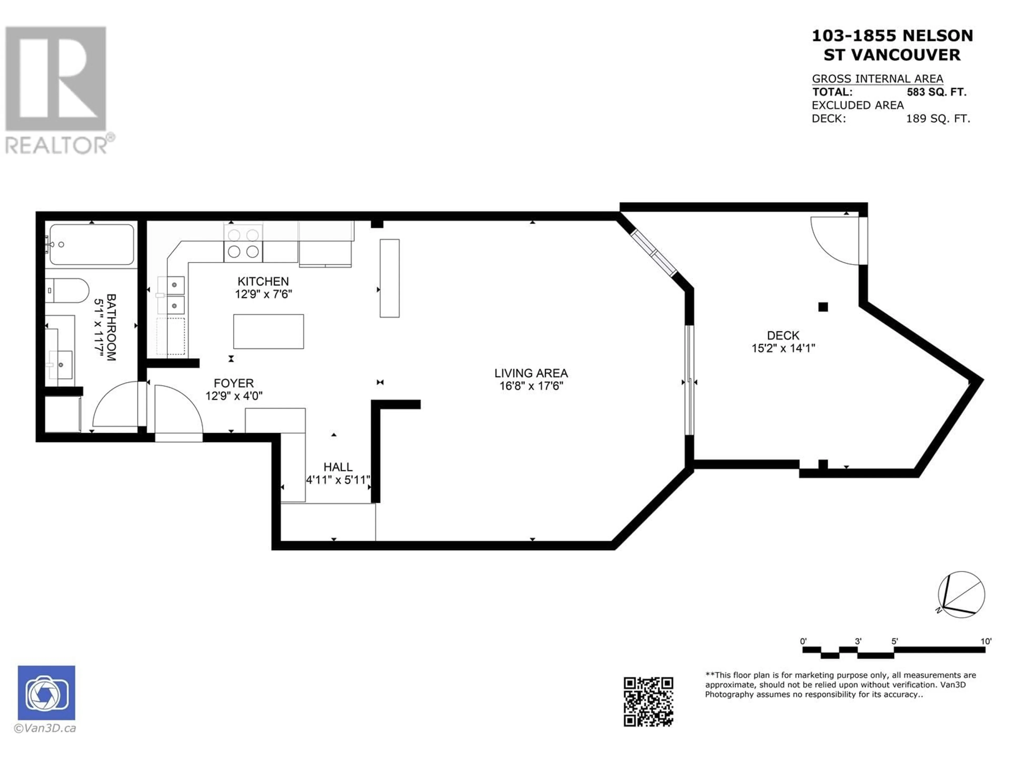 Floor plan for 103 - 1855 NELSON STREET, Vancouver British Columbia V6G1M9