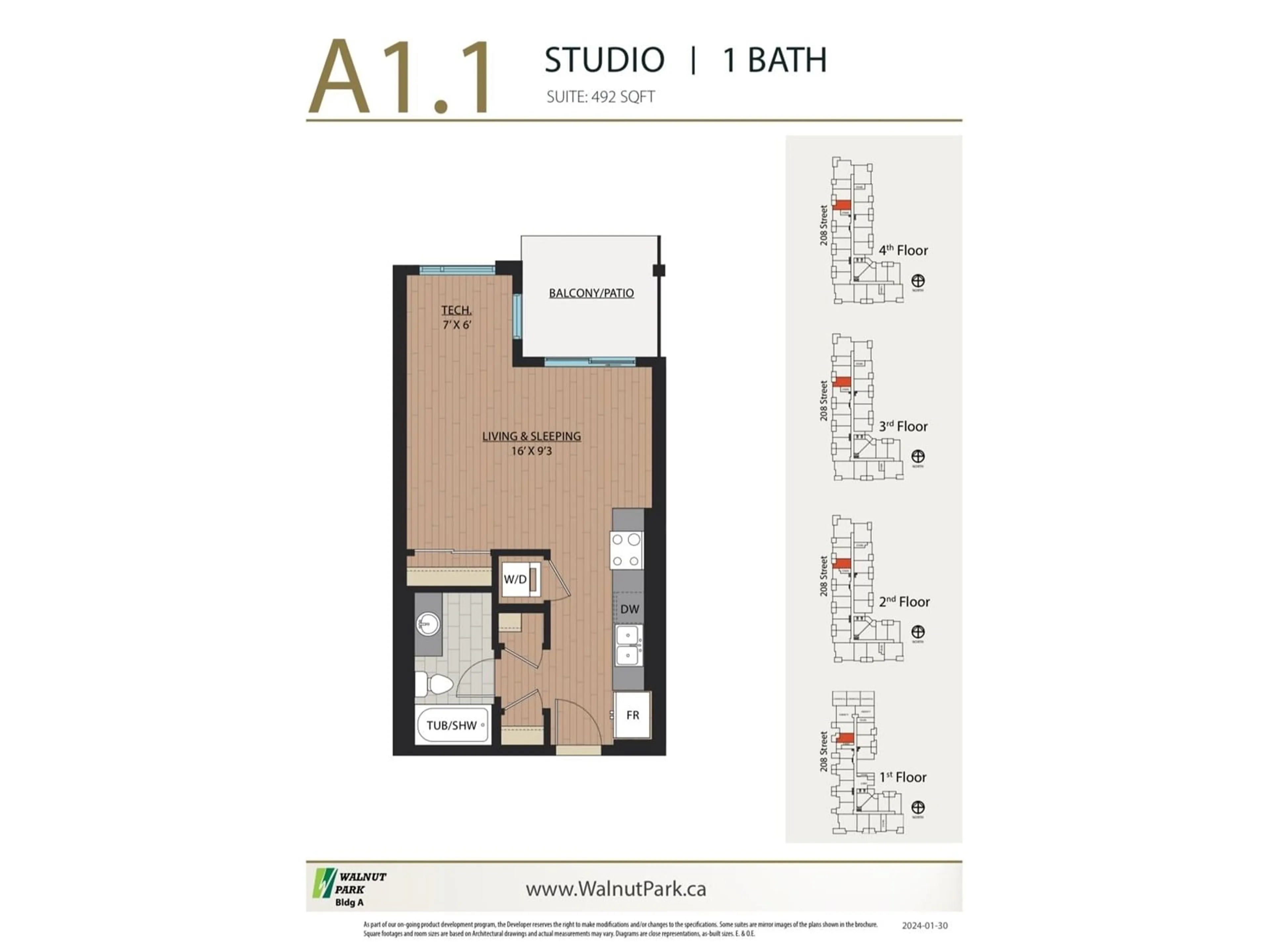 Floor plan for A425 - 8233 208B, Langley British Columbia V2Y4M7