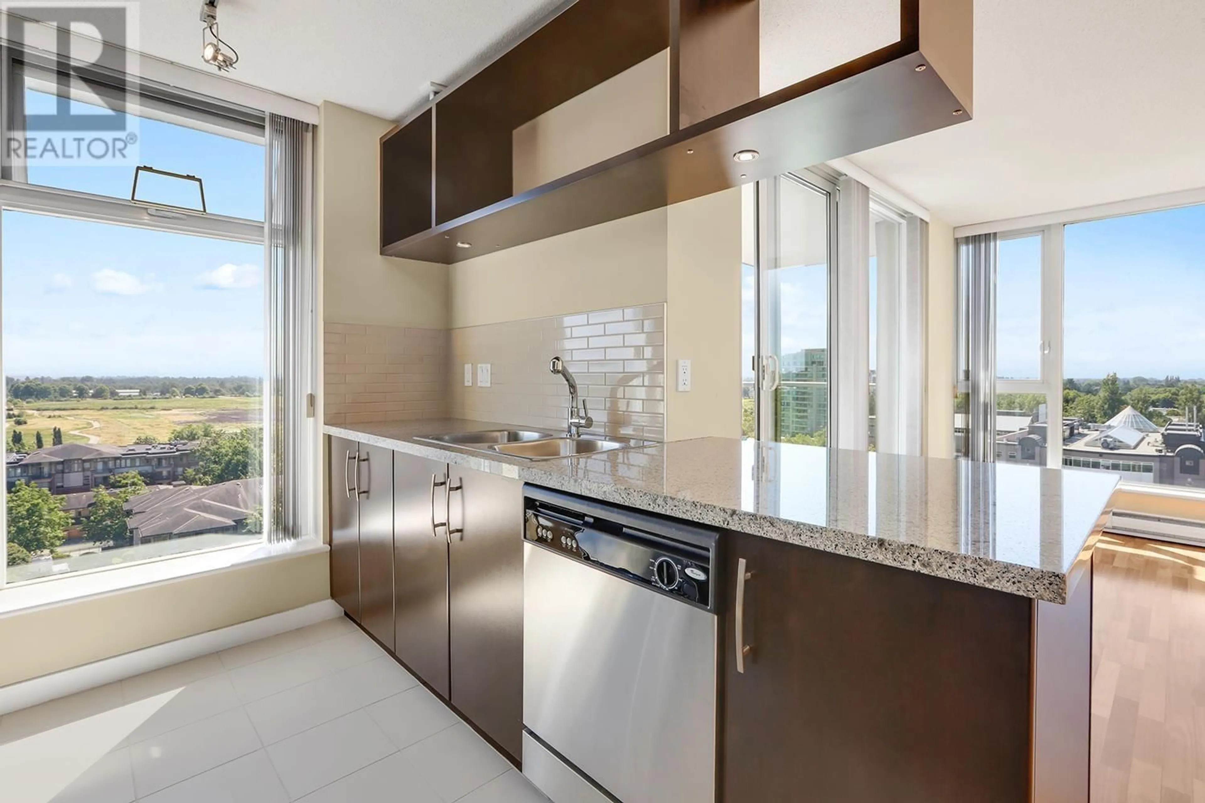 Contemporary kitchen, ceramic/tile floor for 1606 - 5068 KWANTLEN STREET, Richmond British Columbia V6X4K4
