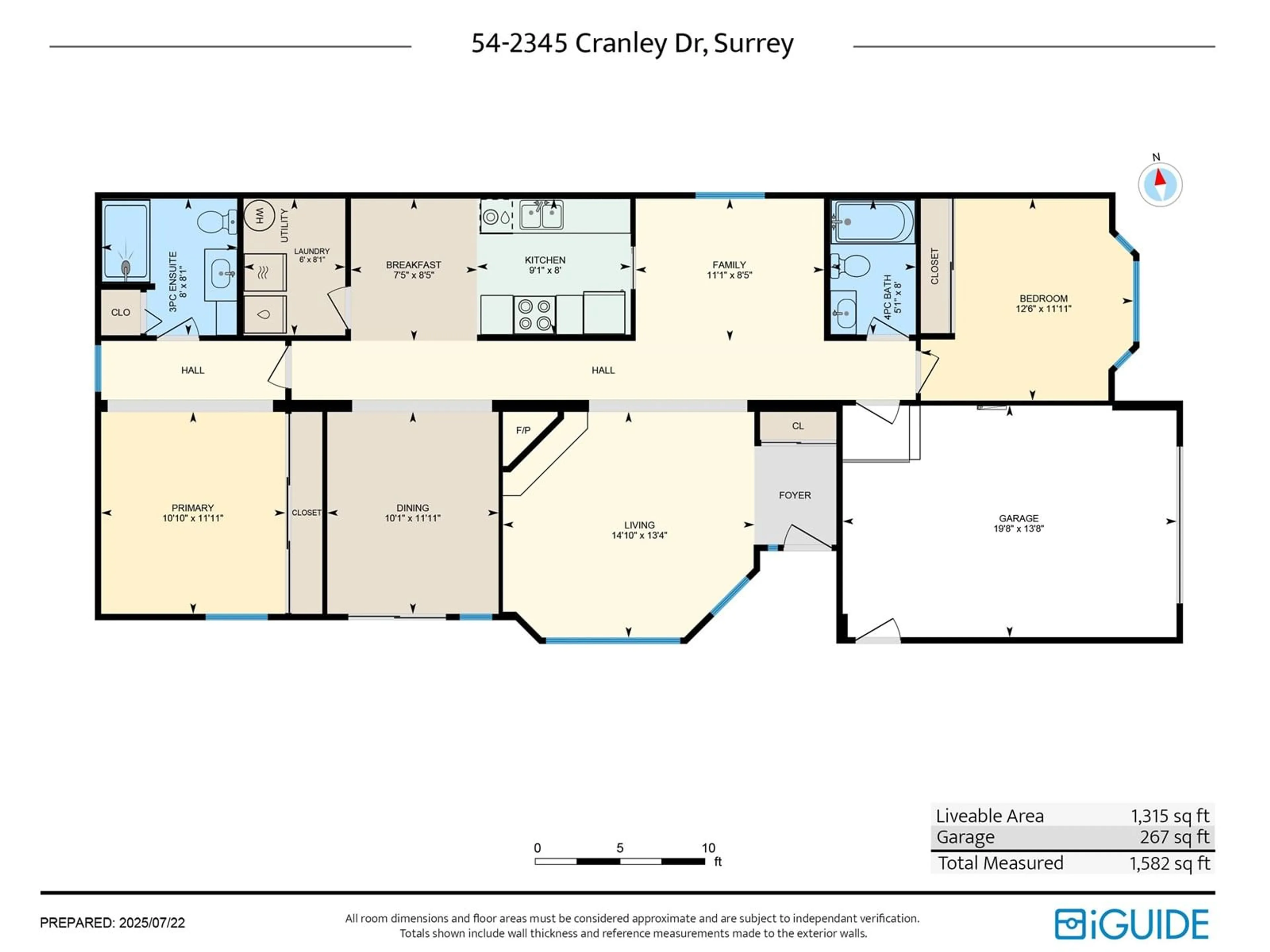 Floor plan for 54 - 2345 CRANLEY, Surrey British Columbia V4A9G5