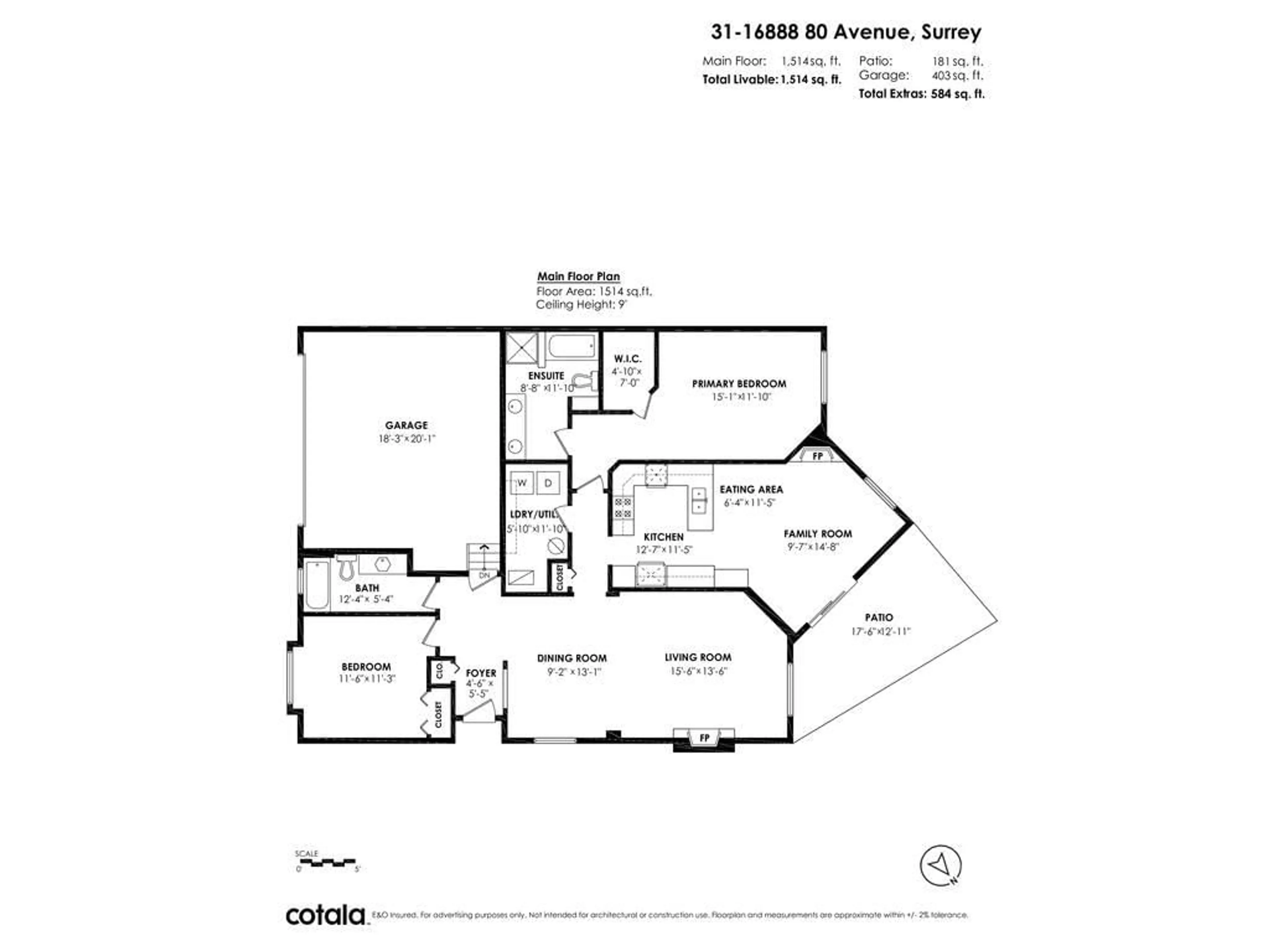 Floor plan for 31 - 16888 80, Surrey British Columbia V4N5A1