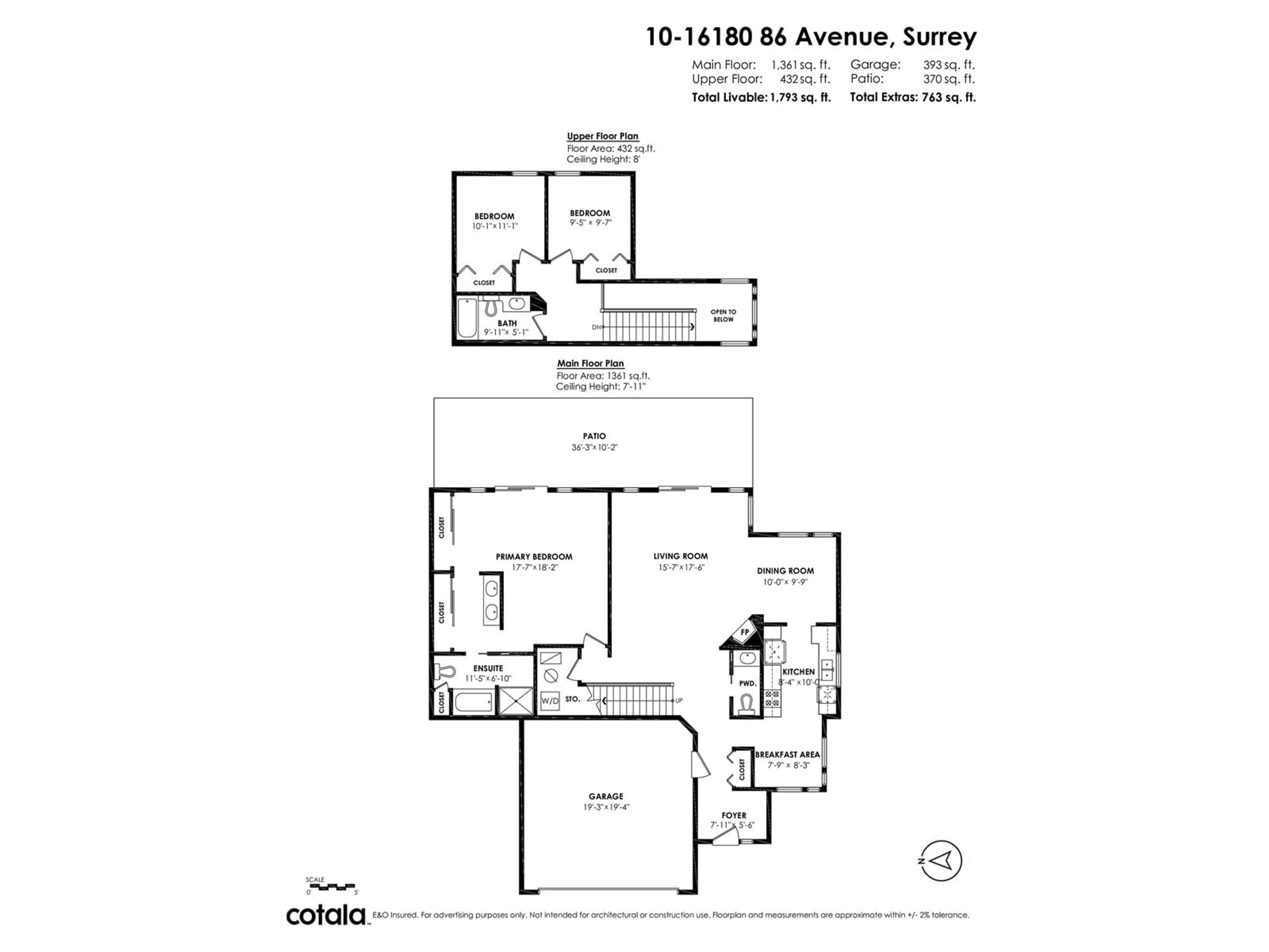 Floor plan for 10 - 16180 86, Surrey British Columbia V4N3J9