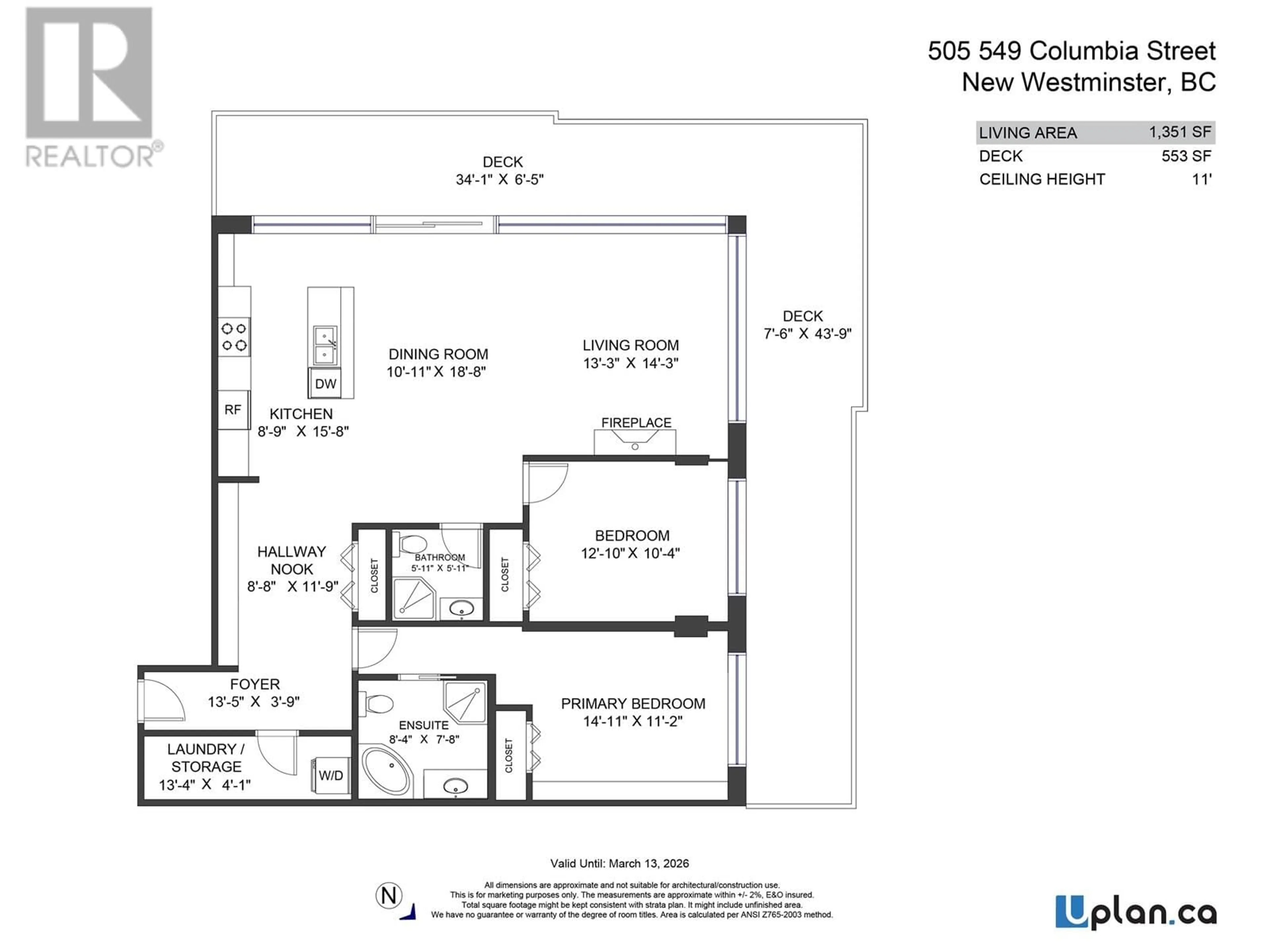 Floor plan for 505 - 549 COLUMBIA STREET, New Westminster British Columbia V3L1B3