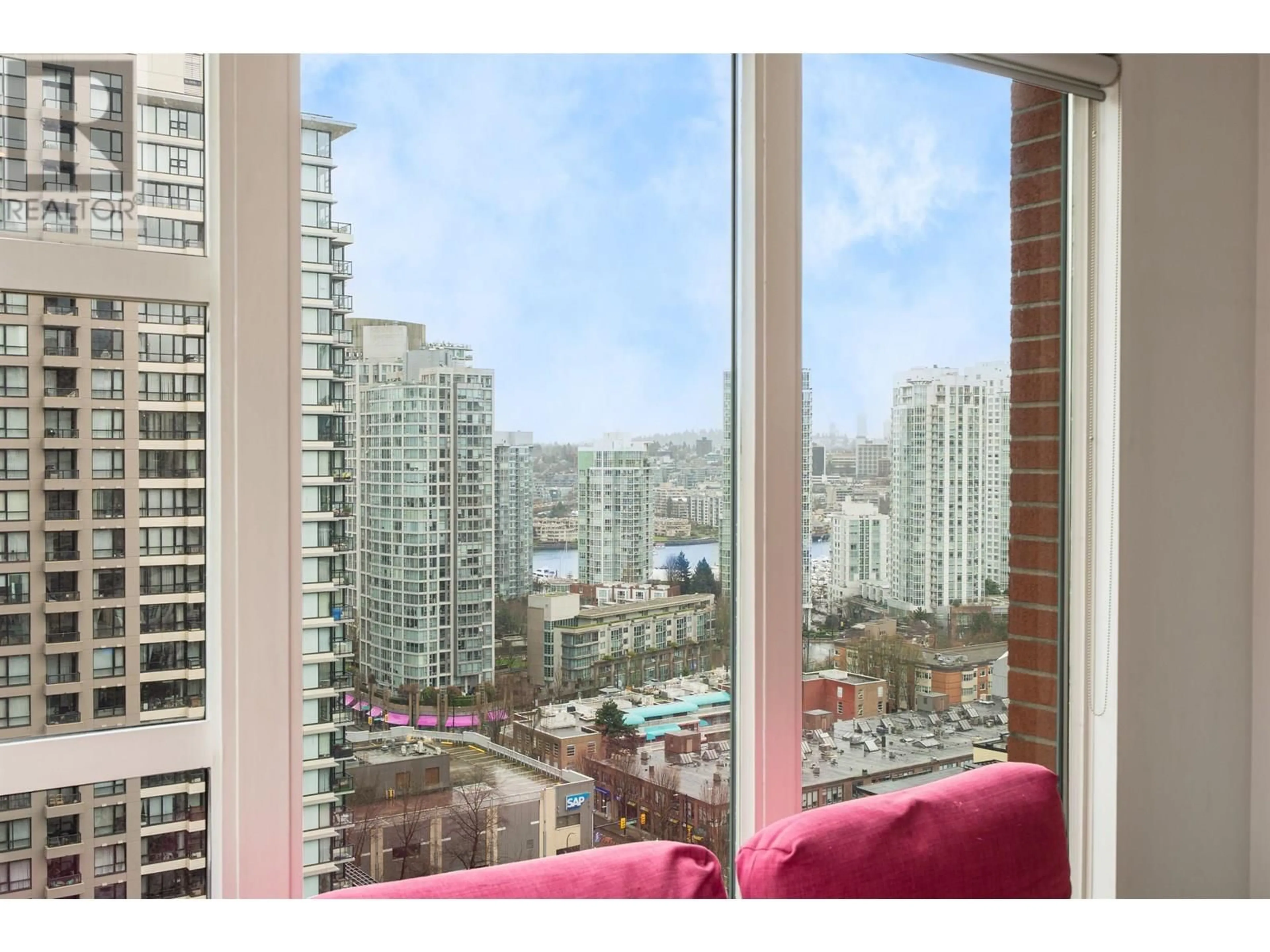 Balcony in the apartment, city buildings view from balcony for 2204 - 939 HOMER STREET, Vancouver British Columbia V6B2W6