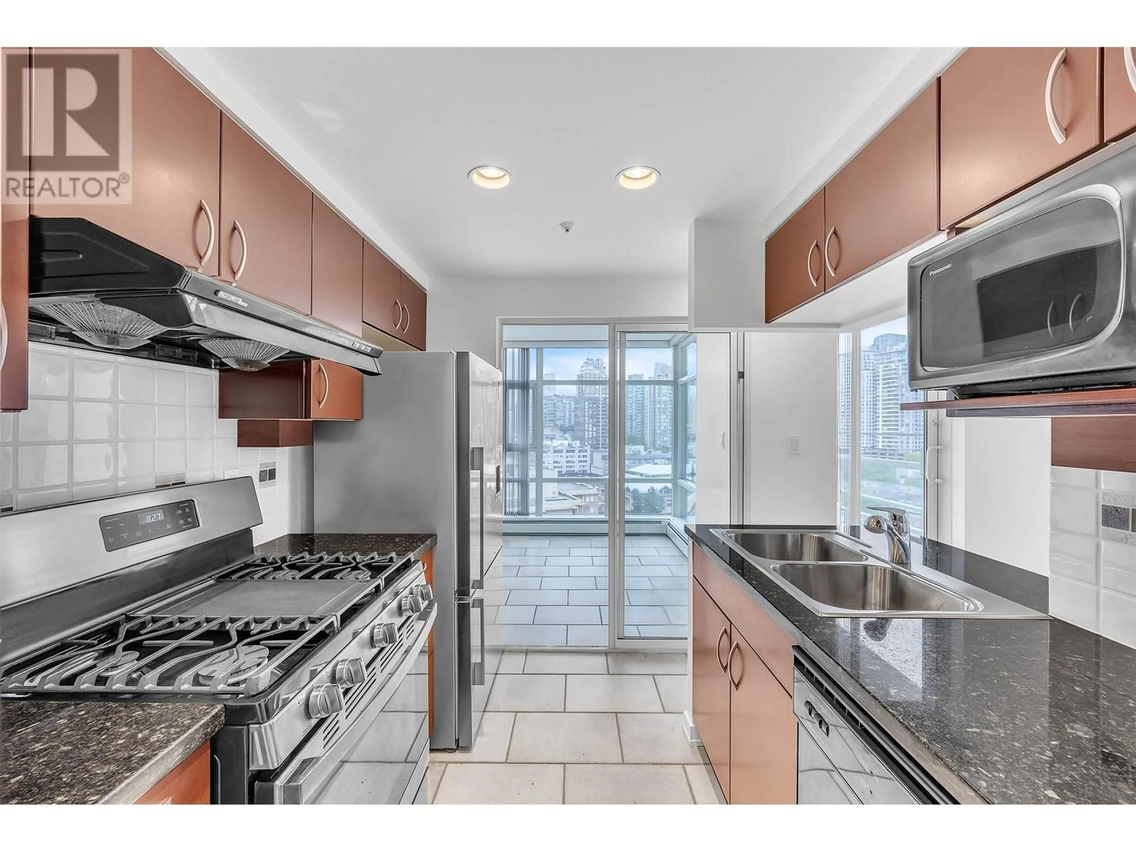 Standard kitchen, ceramic/tile floor for 1702 - 198 AQUARIUS MEWS, Vancouver British Columbia V6Z2Y4