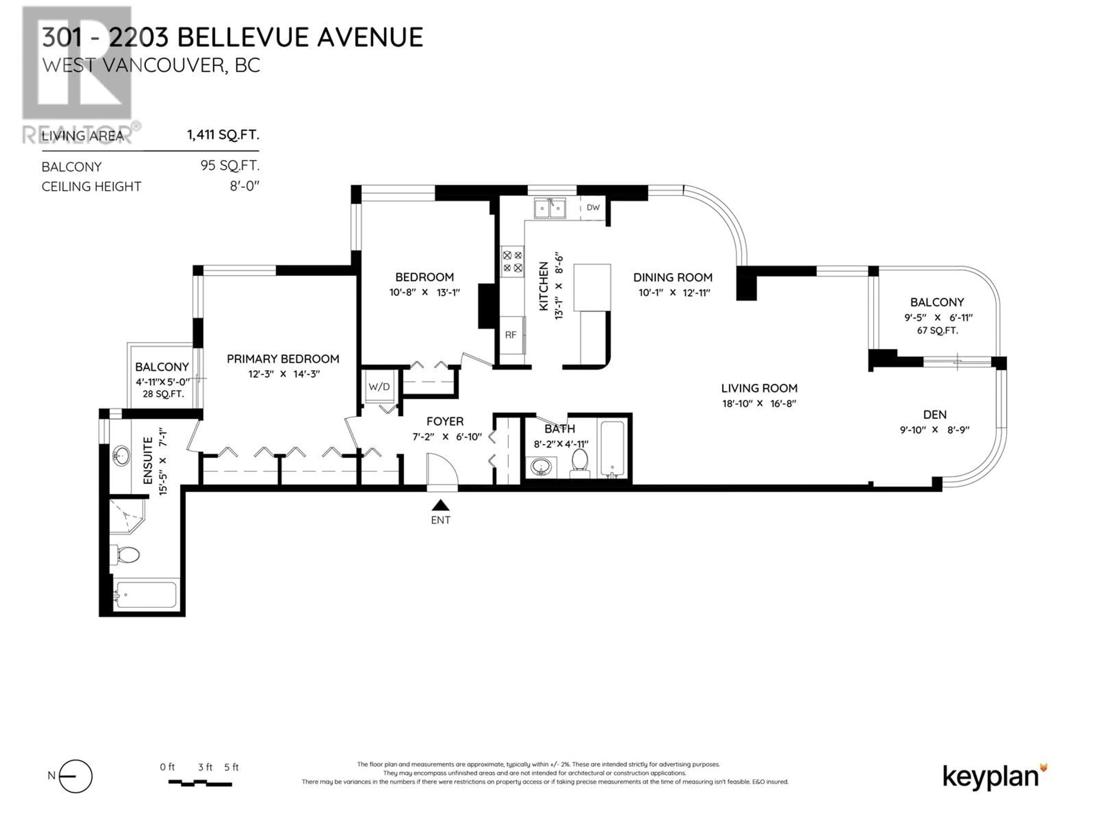 Floor plan for 301 - 2203 BELLEVUE AVENUE, West Vancouver British Columbia V7V4V7