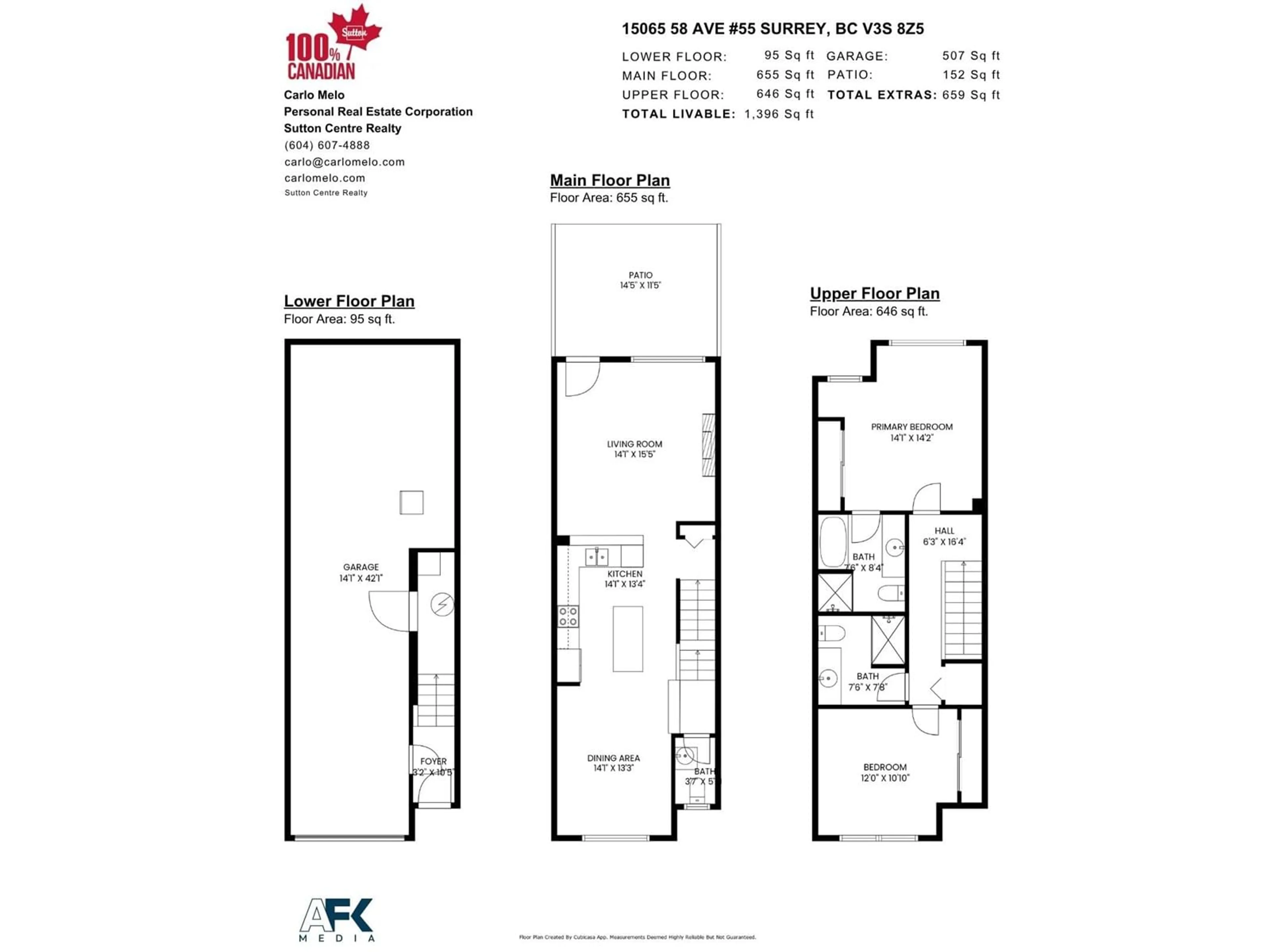 Floor plan for 55 - 15065 58, Surrey British Columbia V3S8Z5