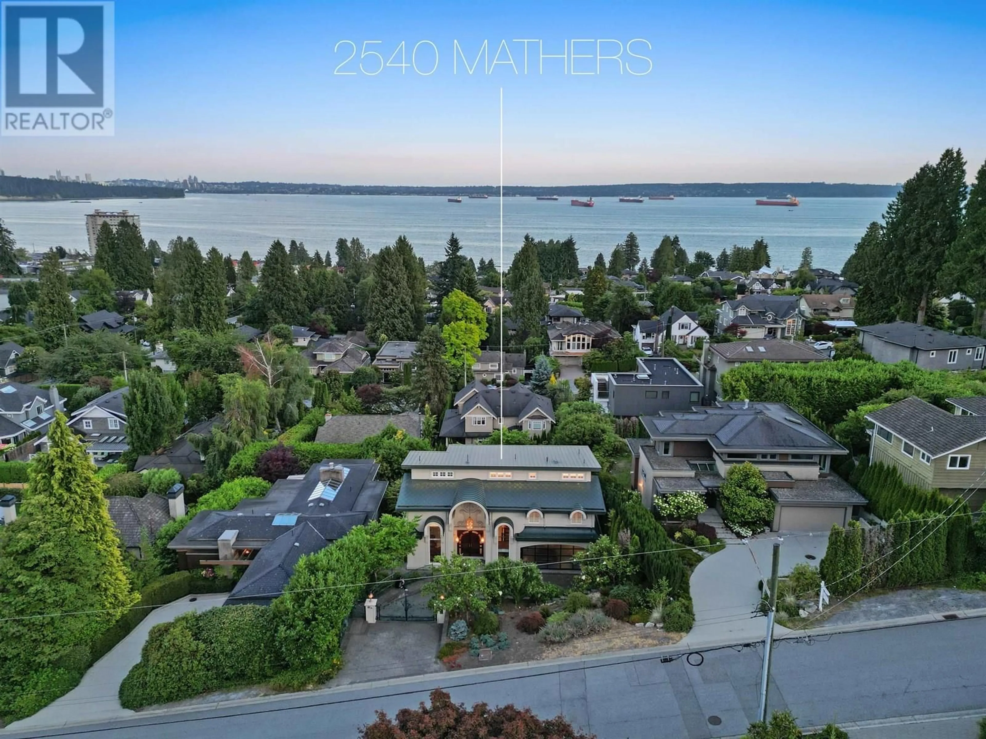 A pic from outside/outdoor area/front of a property/back of a property/a pic from drone, water/lake/river/ocean view for 2540 MATHERS AVENUE, West Vancouver British Columbia V7V2J1
