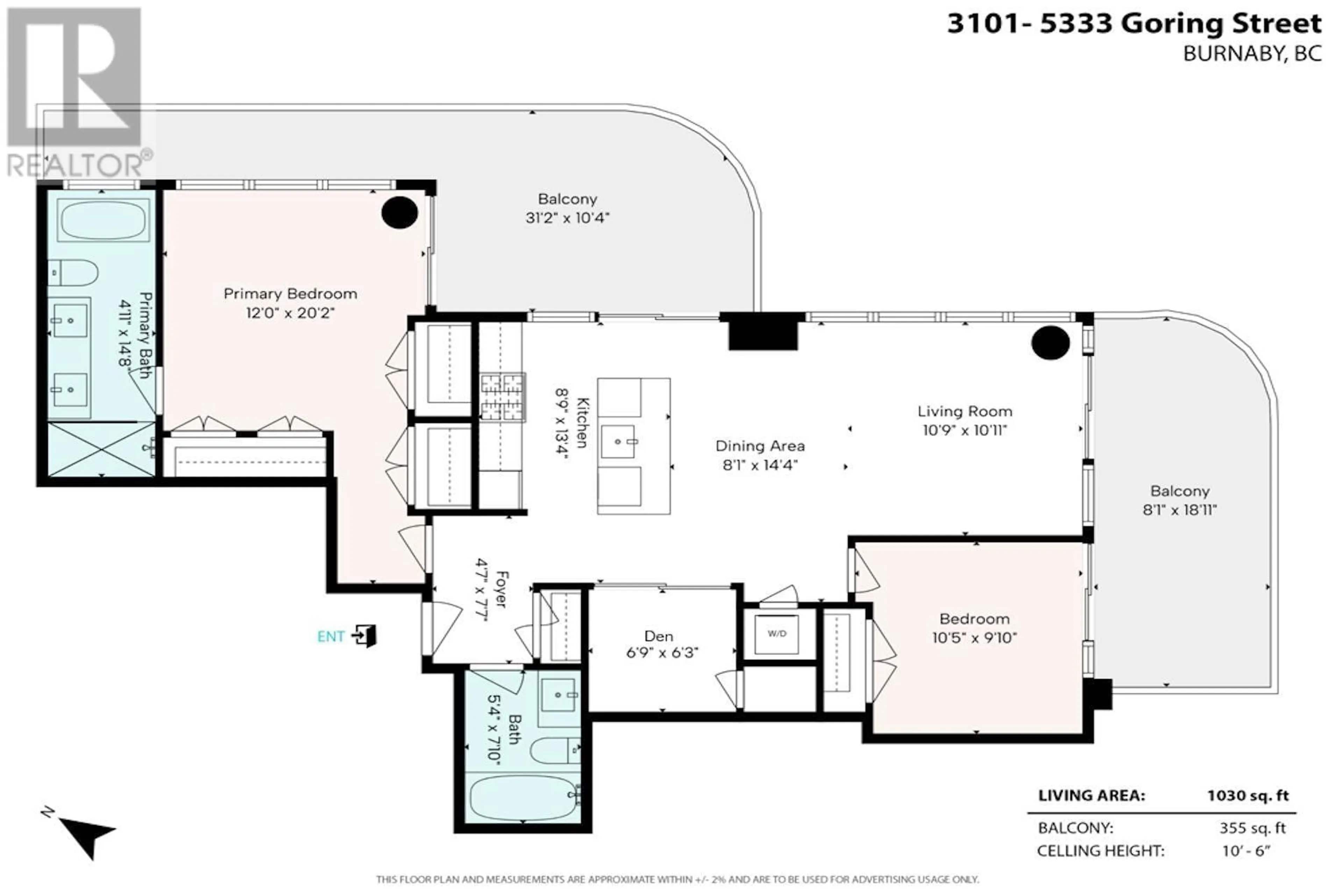 Floor plan for 3101 - 5333 GORING STREET, Burnaby British Columbia V5B0B6