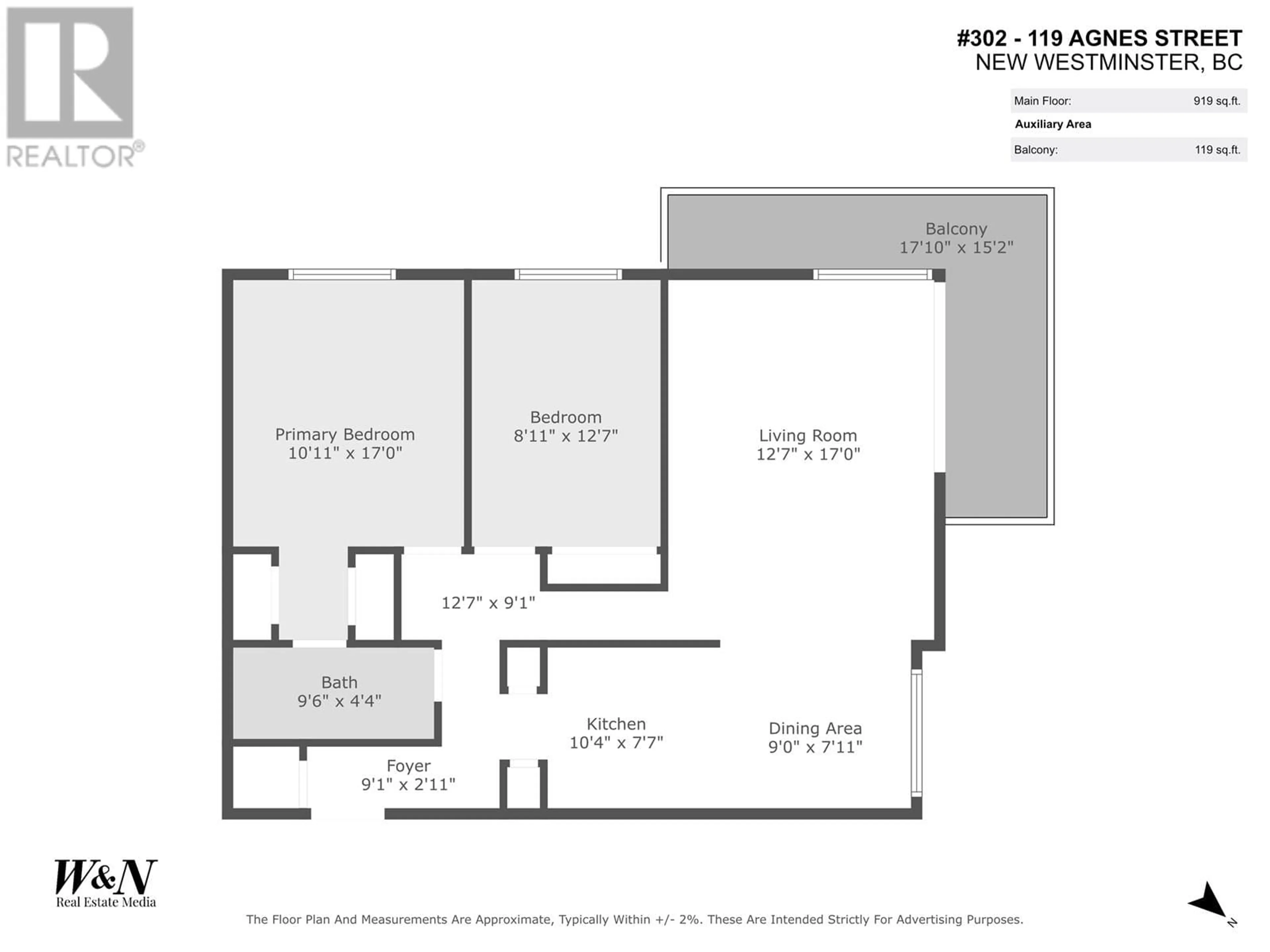 Floor plan for 302 - 119 AGNES STREET, New Westminster British Columbia V3L1E4