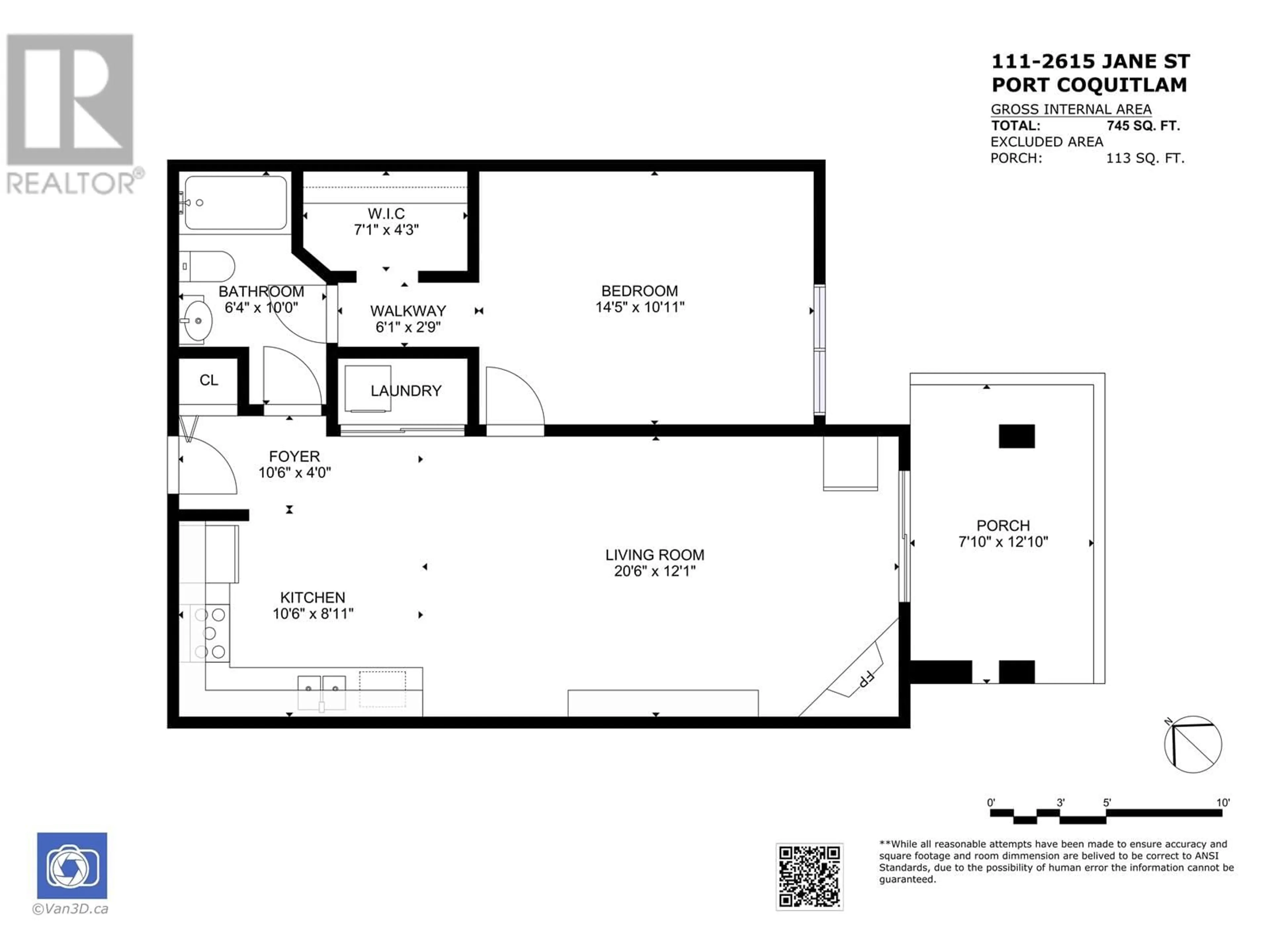 Floor plan for 111 - 2615 JANE STREET, Port Coquitlam British Columbia V3C3K3
