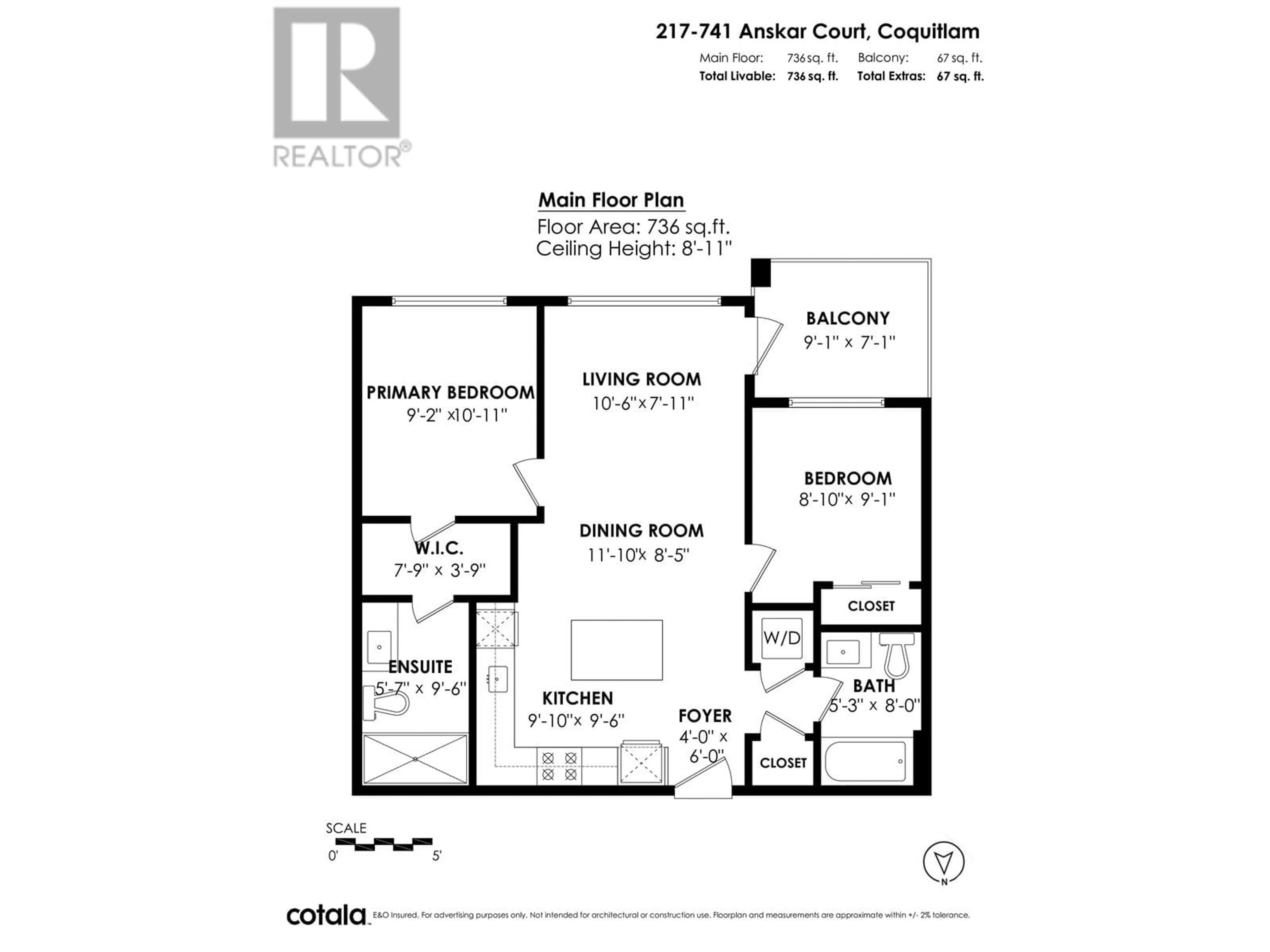 Floor plan for 217 - 741 ANSKAR COURT, Coquitlam British Columbia V3J4J3
