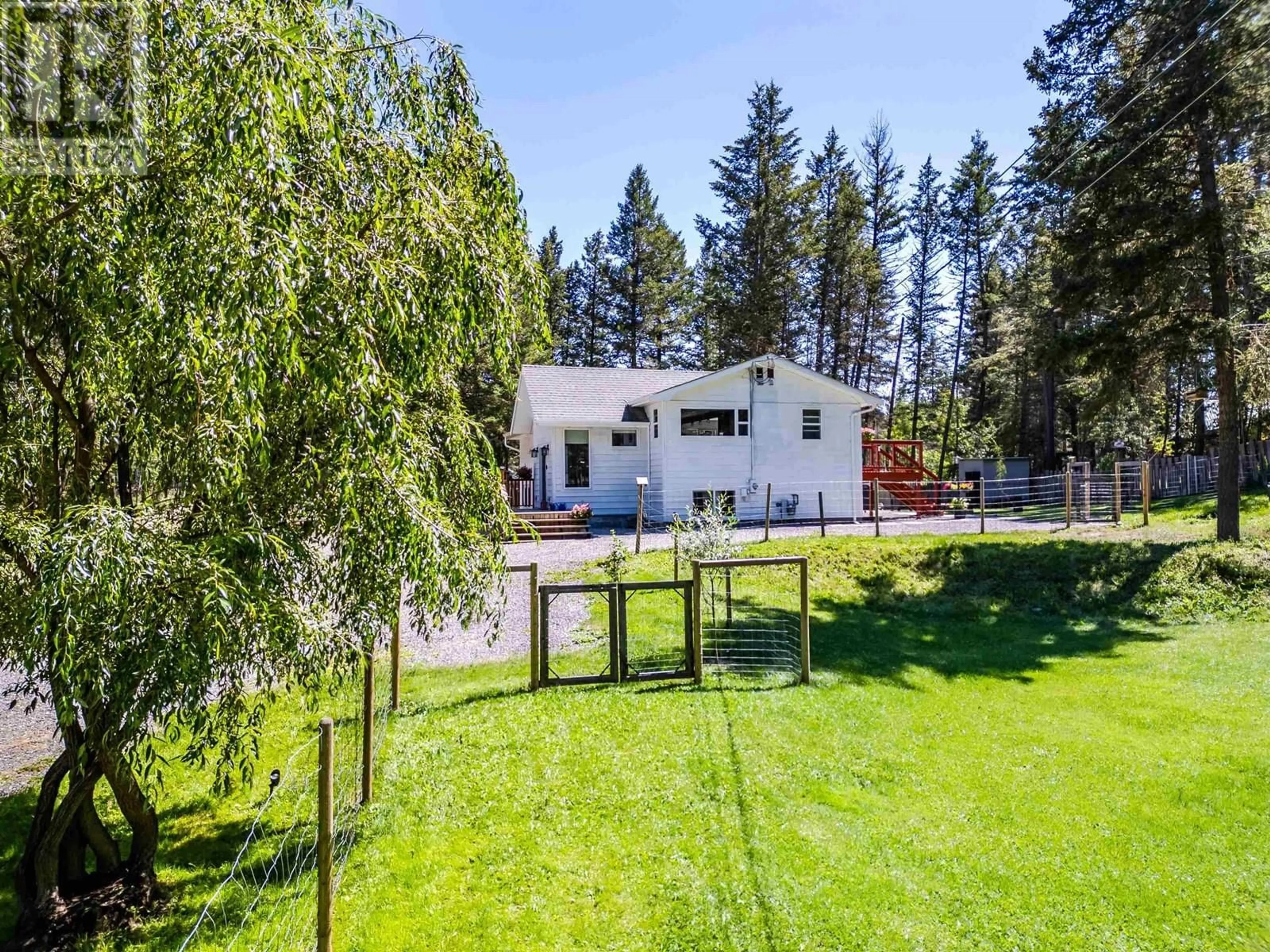 A pic from outside/outdoor area/front of a property/back of a property/a pic from drone, forest/trees view for 4911 PEASIM COURT, 108 Mile Ranch British Columbia V0K2Z0