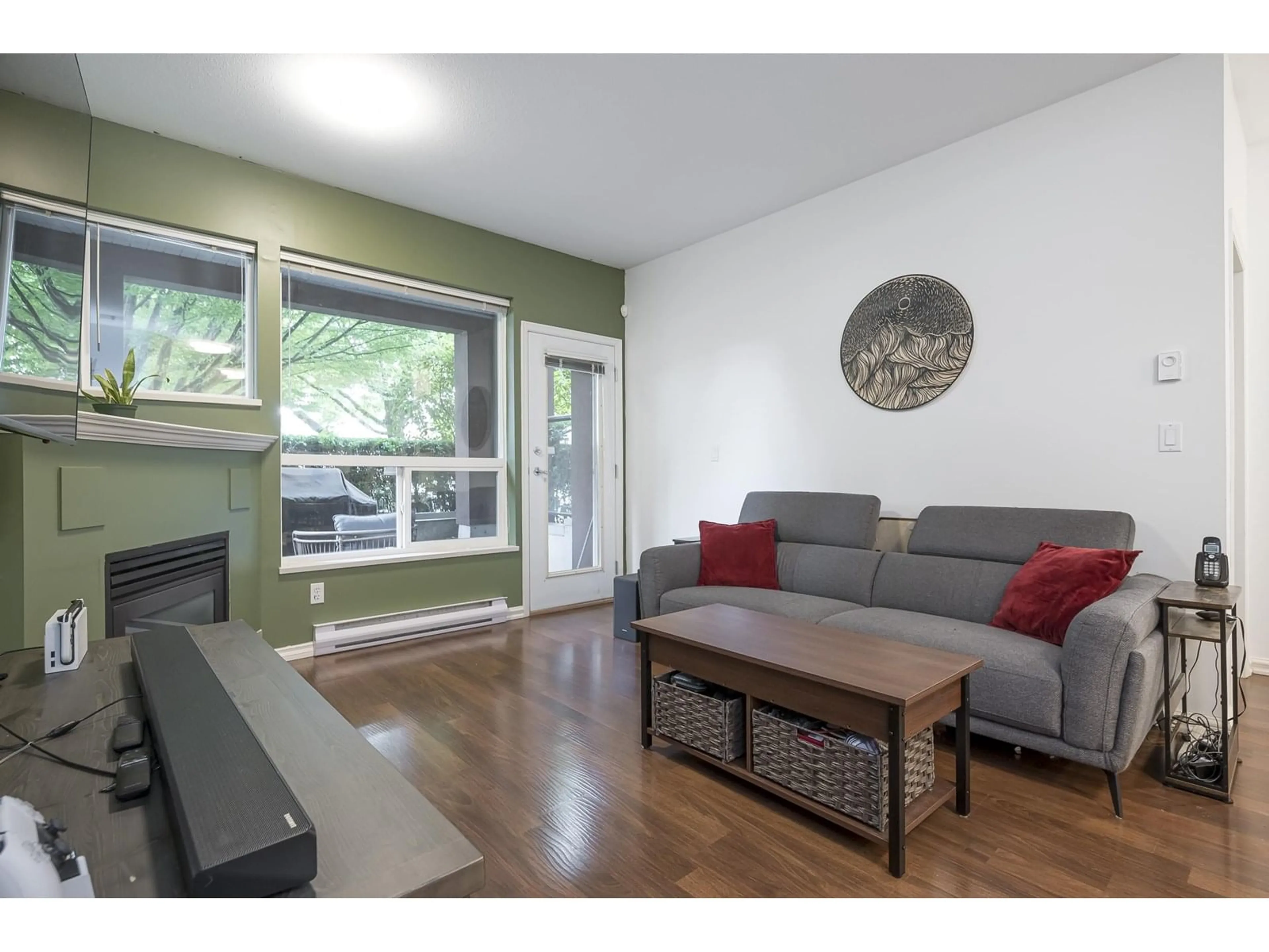 Living room with furniture, wood/laminate floor for 112 - 20259 MICHAUD, Langley British Columbia V3A8L1
