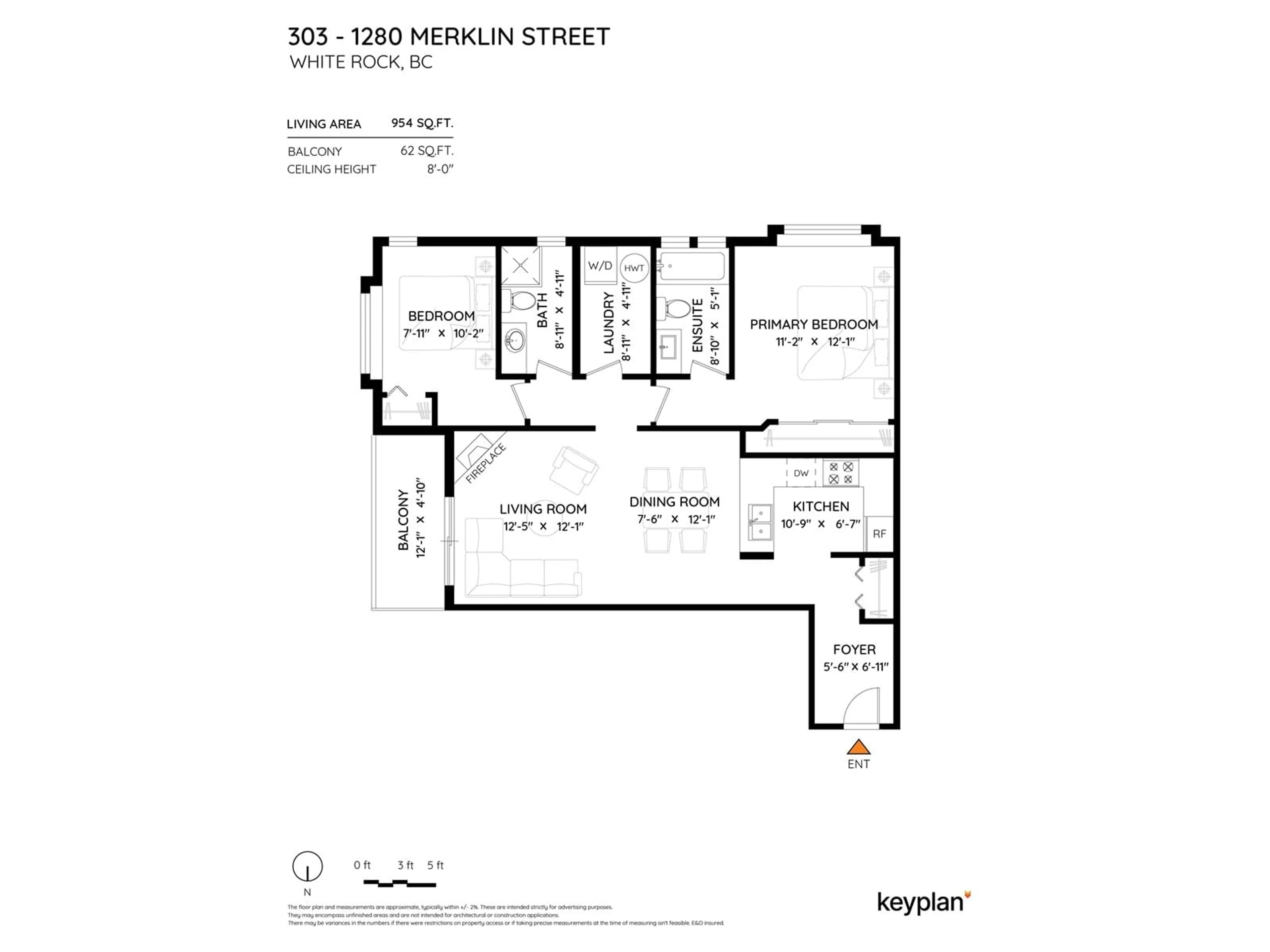Floor plan for 303 - 1280 MERKLIN, White Rock British Columbia V4B4B9