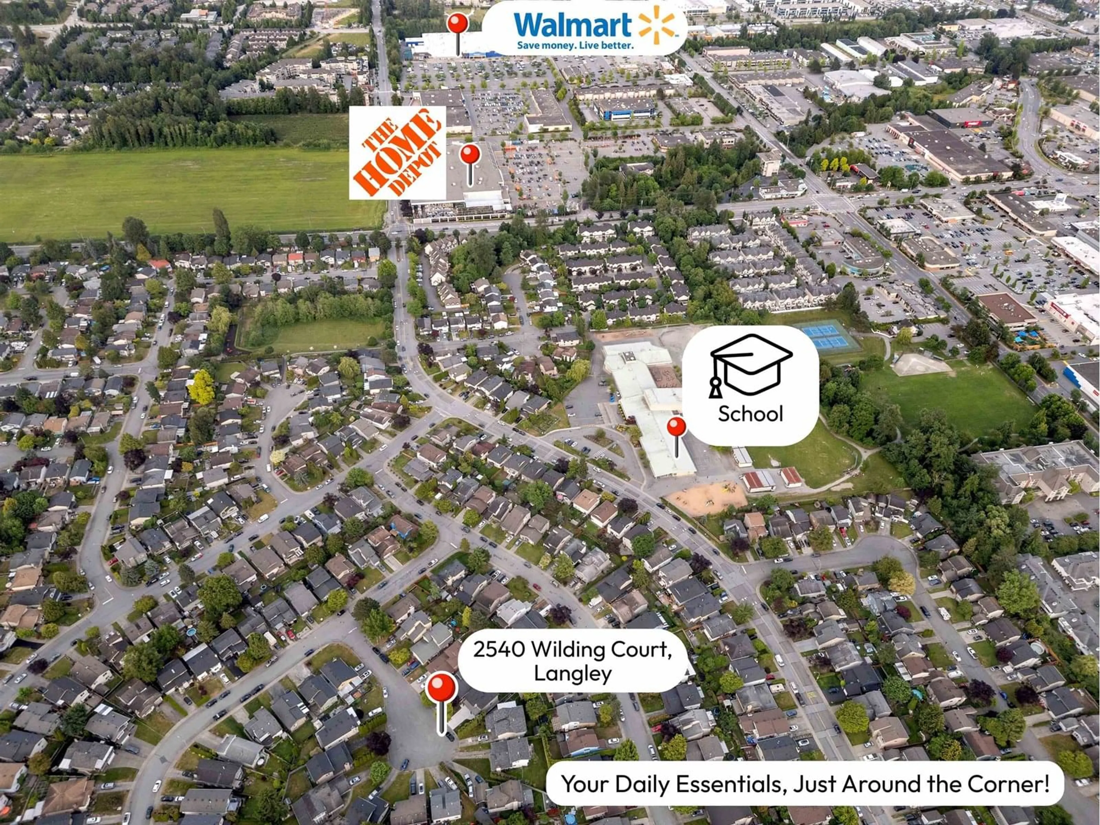 A pic from outside/outdoor area/front of a property/back of a property/a pic from drone, street for 2540 WILDING, Langley British Columbia V2Y1E5