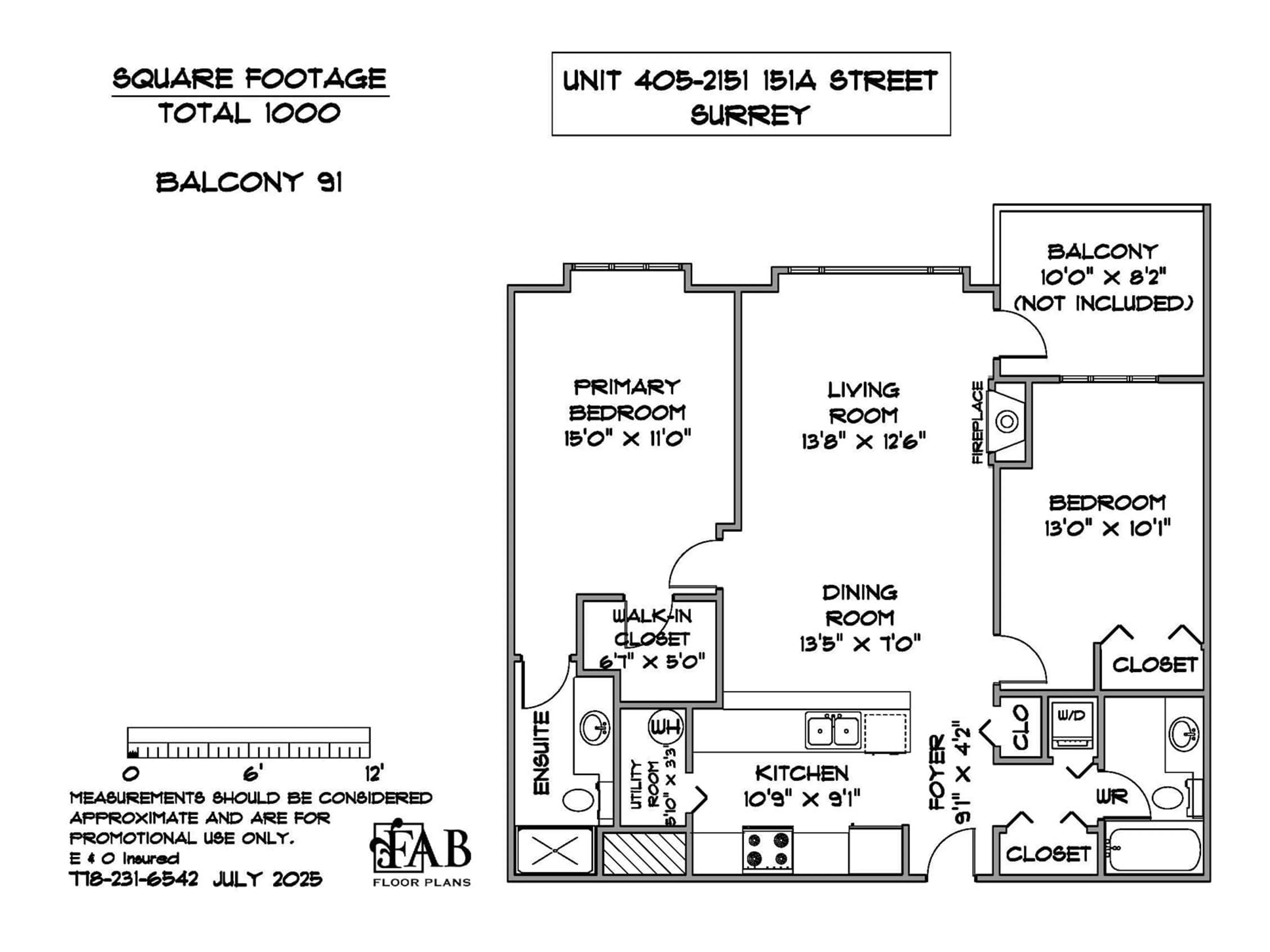 Floor plan for 405 - 2151 151A, Surrey British Columbia V4A7C6