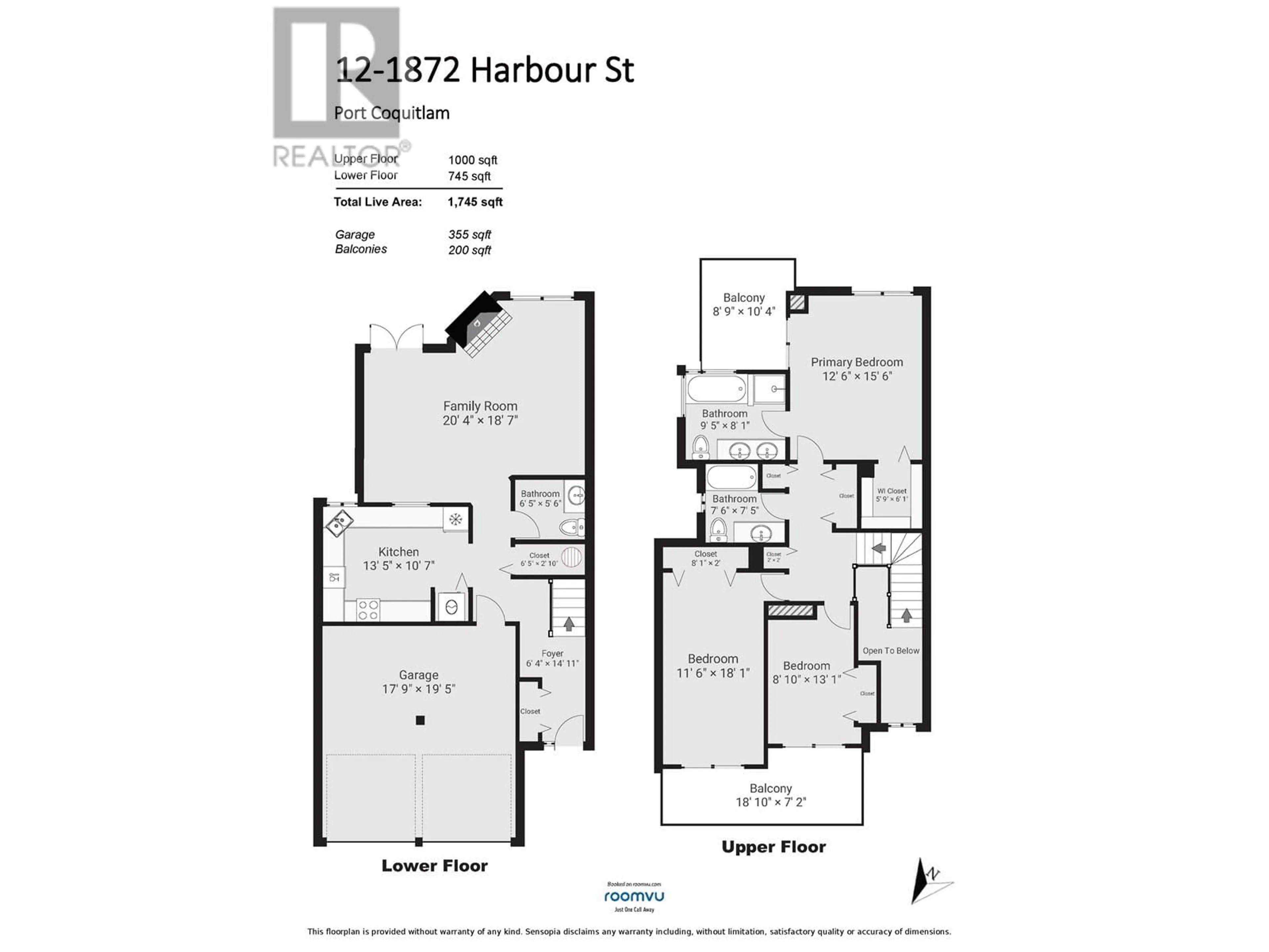 Floor plan for 12 - 1872 HARBOUR STREET, Port Coquitlam British Columbia V3C1A3