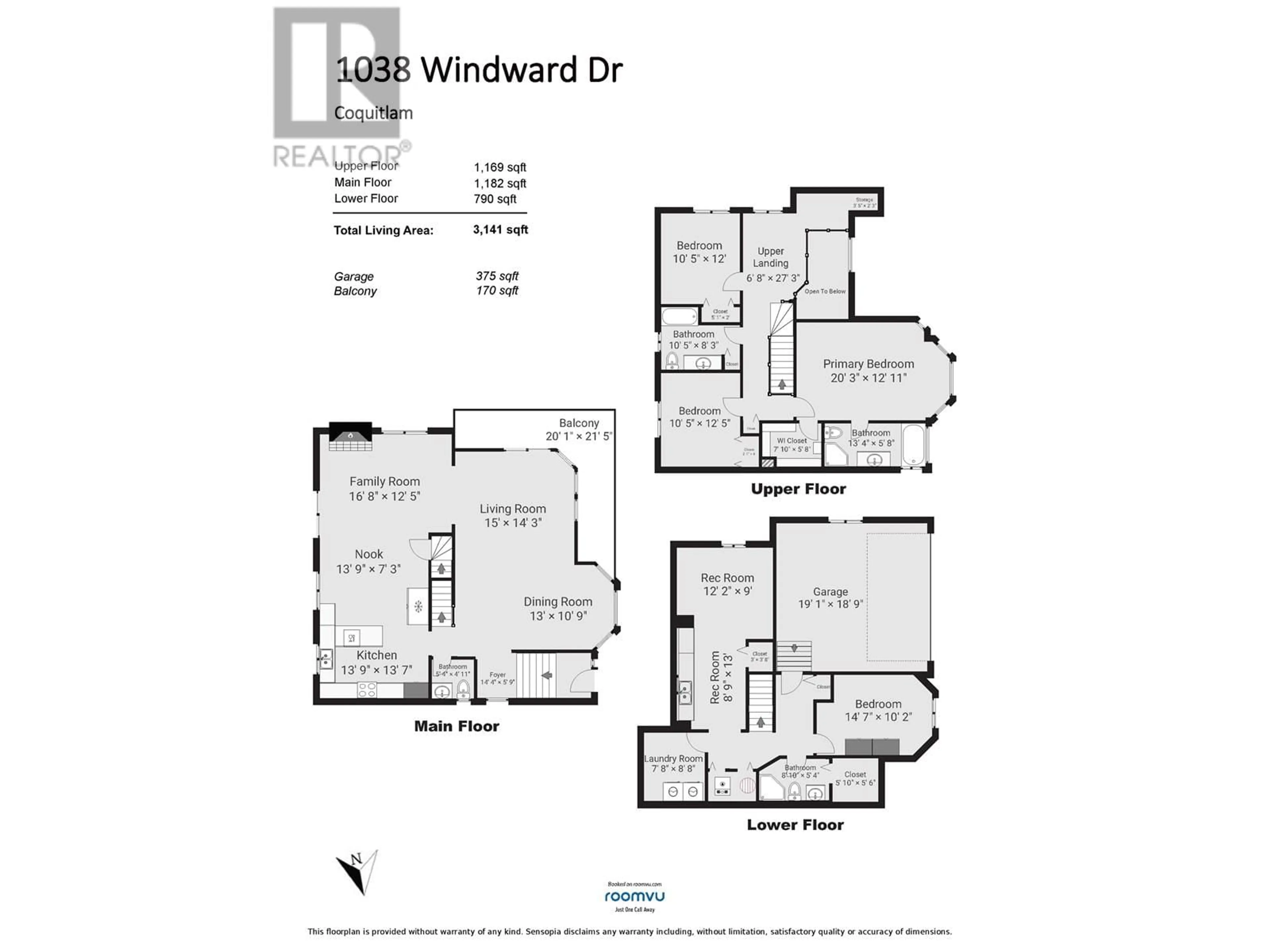 Floor plan for 1038 WINDWARD DRIVE, Coquitlam British Columbia V3C5S6