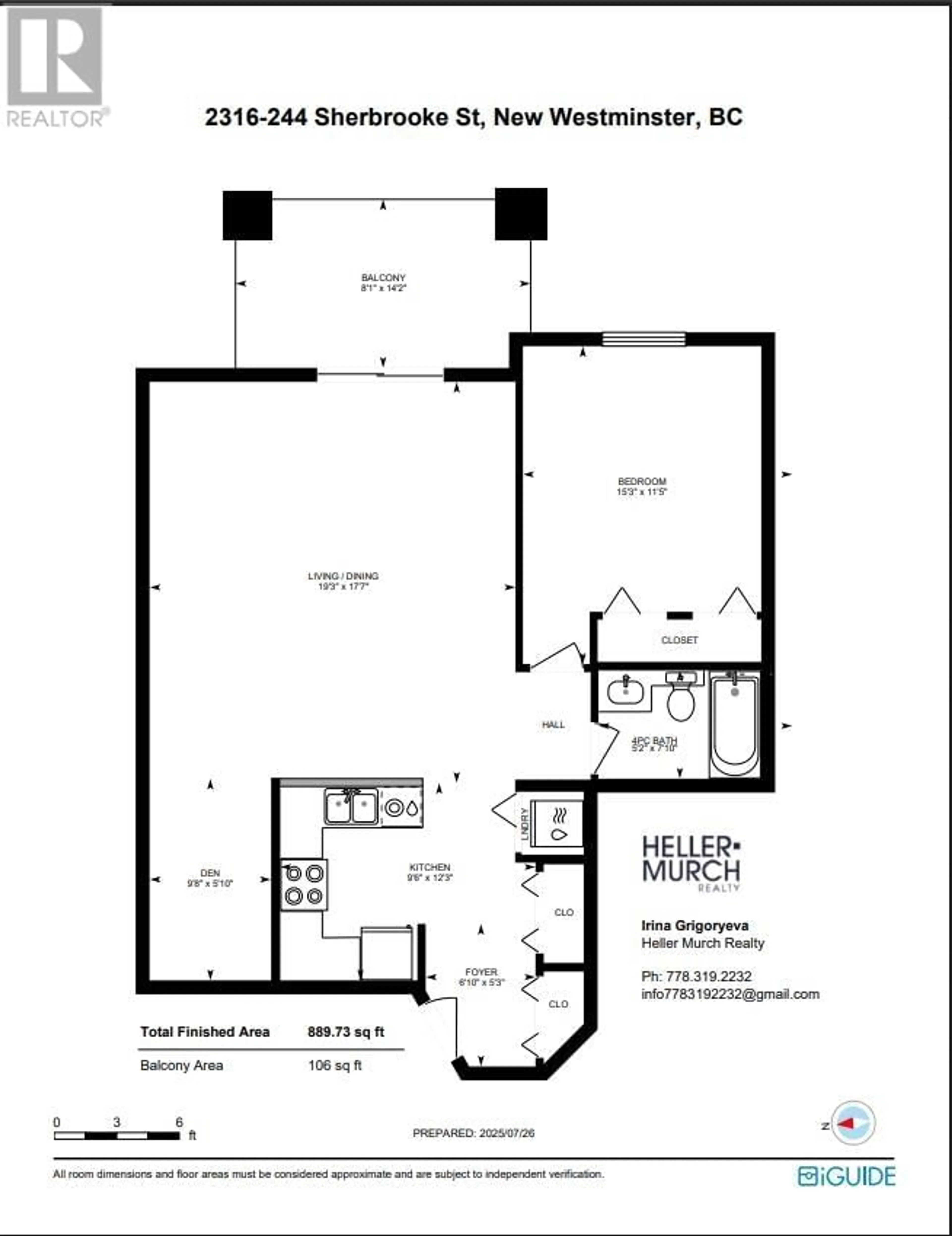 Floor plan for 2316 - 244 SHERBROOKE STREET, New Westminster British Columbia V3L0A3