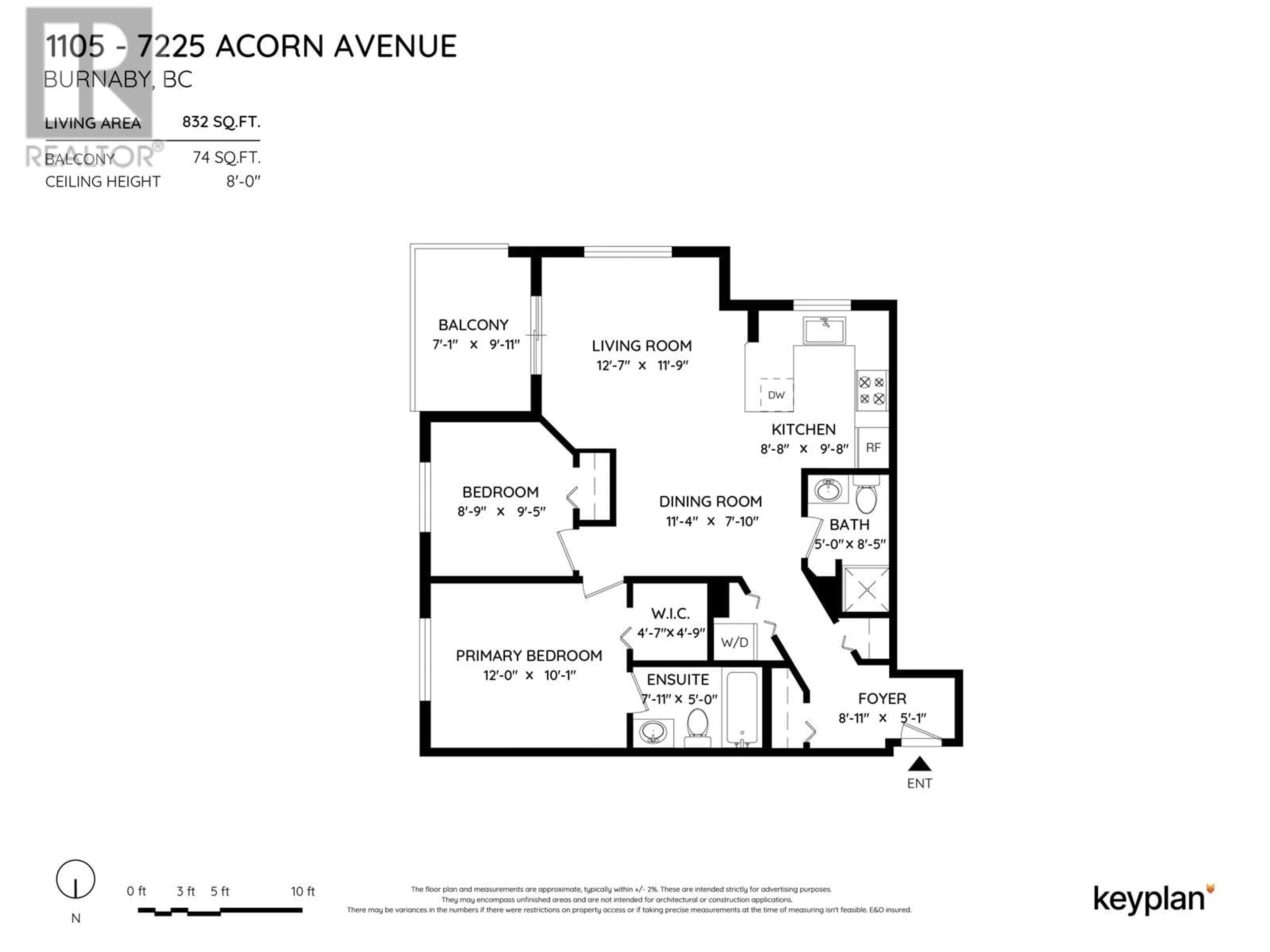 Floor plan for 1105 - 7225 ACORN AVENUE, Burnaby British Columbia V5E0A9