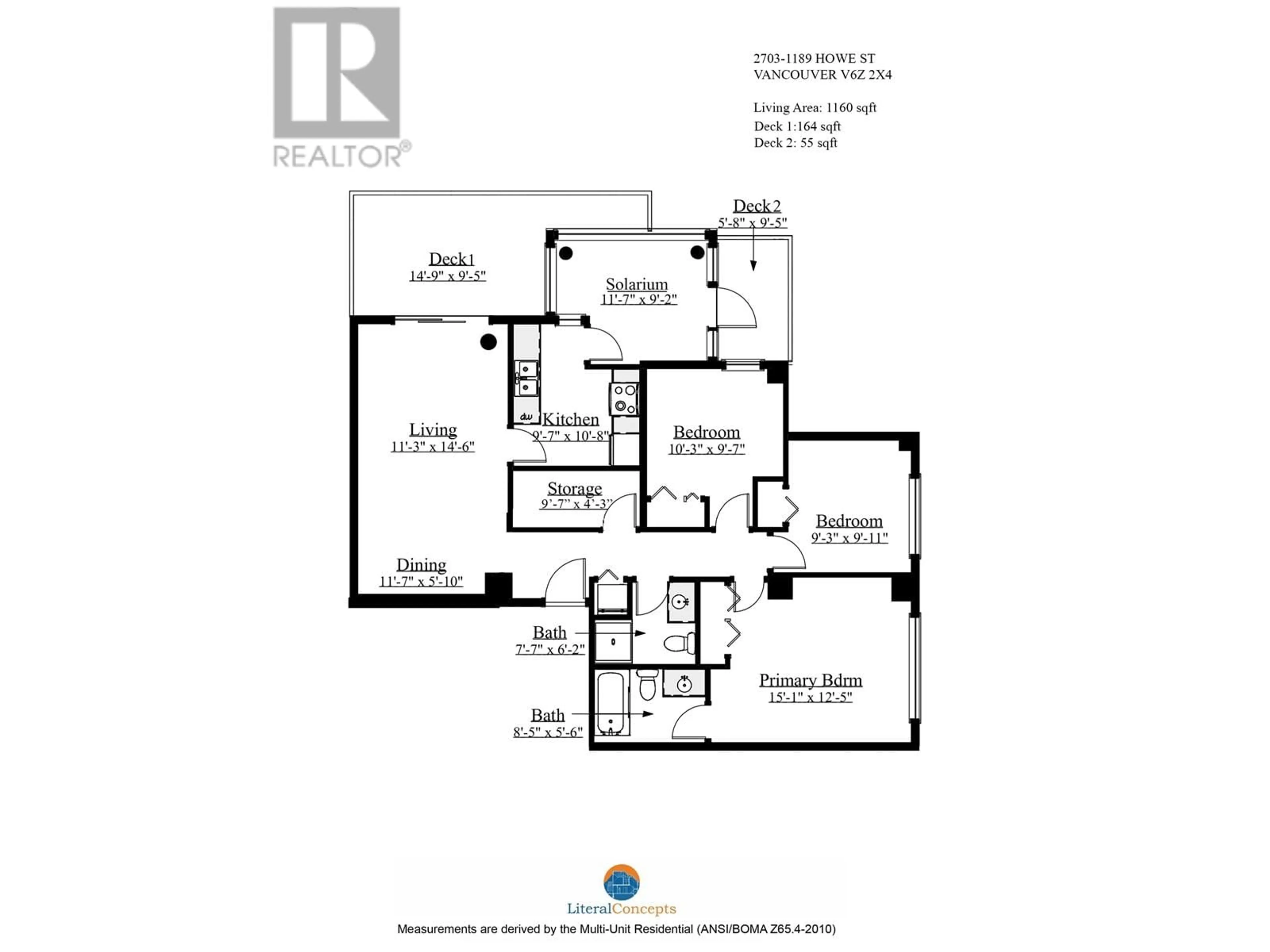 Floor plan for 2703 - 1189 HOWE STREET, Vancouver British Columbia V6Z2X4