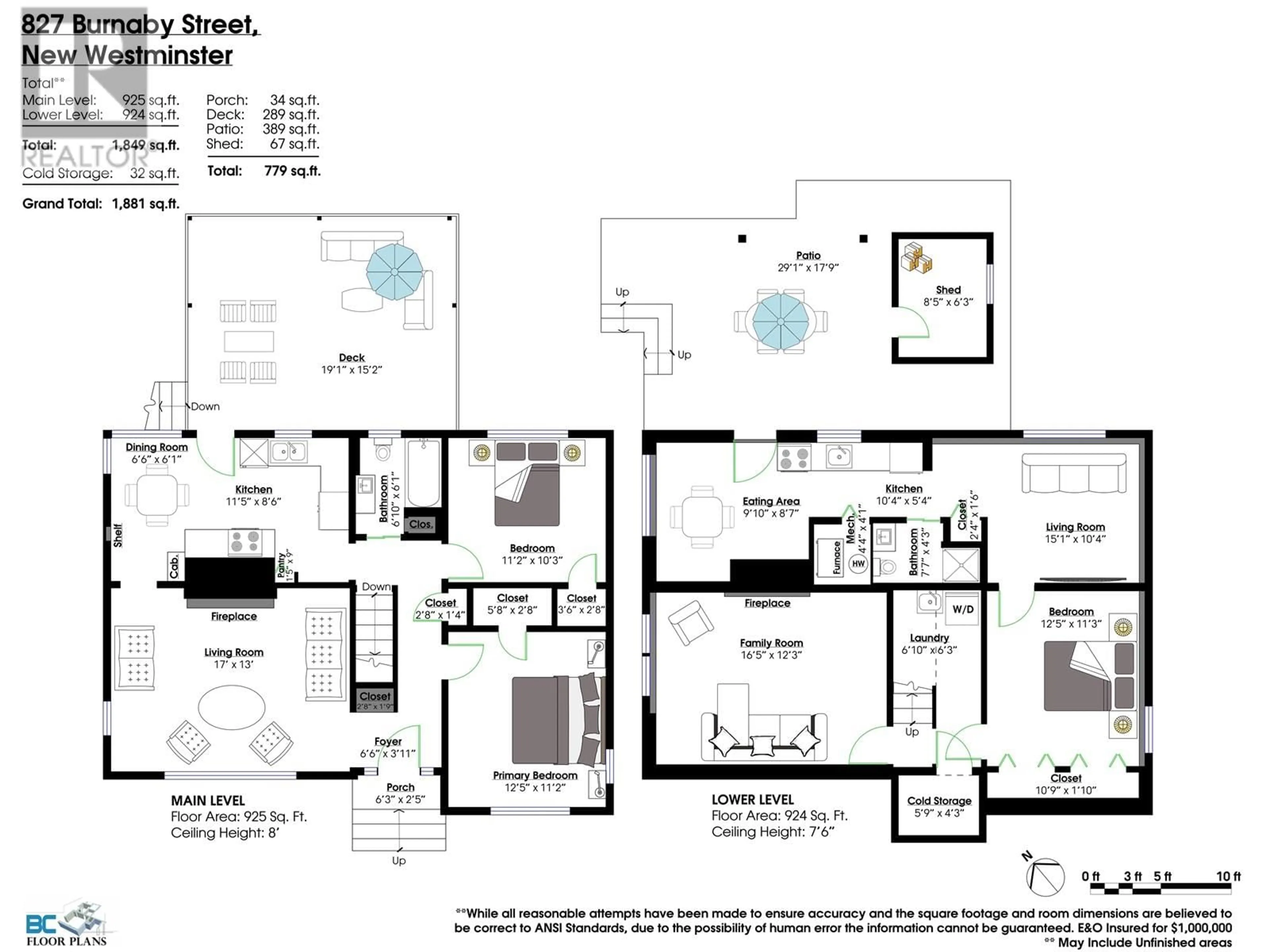 Floor plan for 827 BURNABY STREET, New Westminster British Columbia V3L4V8