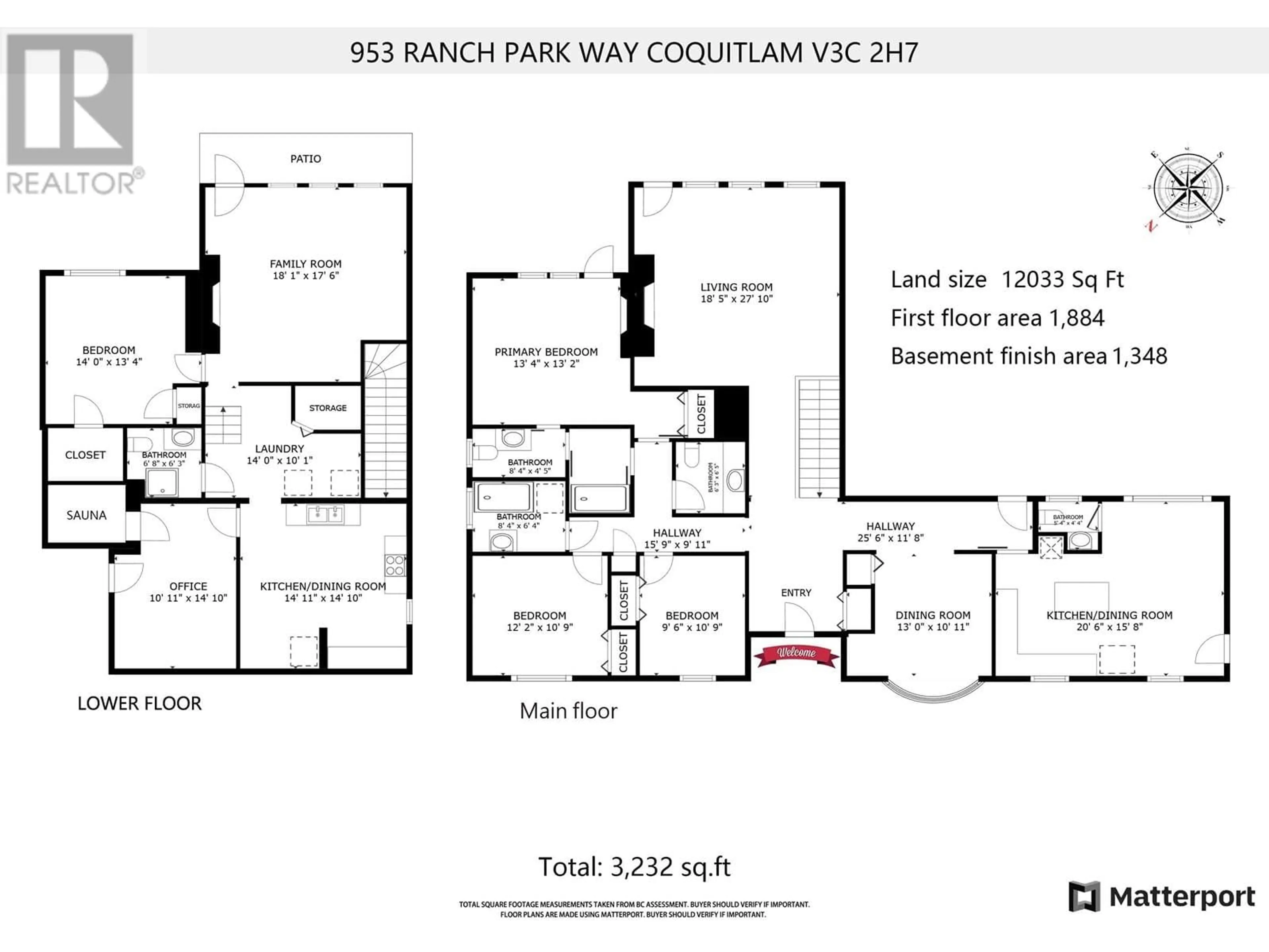 Floor plan for 953 RANCH PARK WAY, Coquitlam British Columbia V3C2H7
