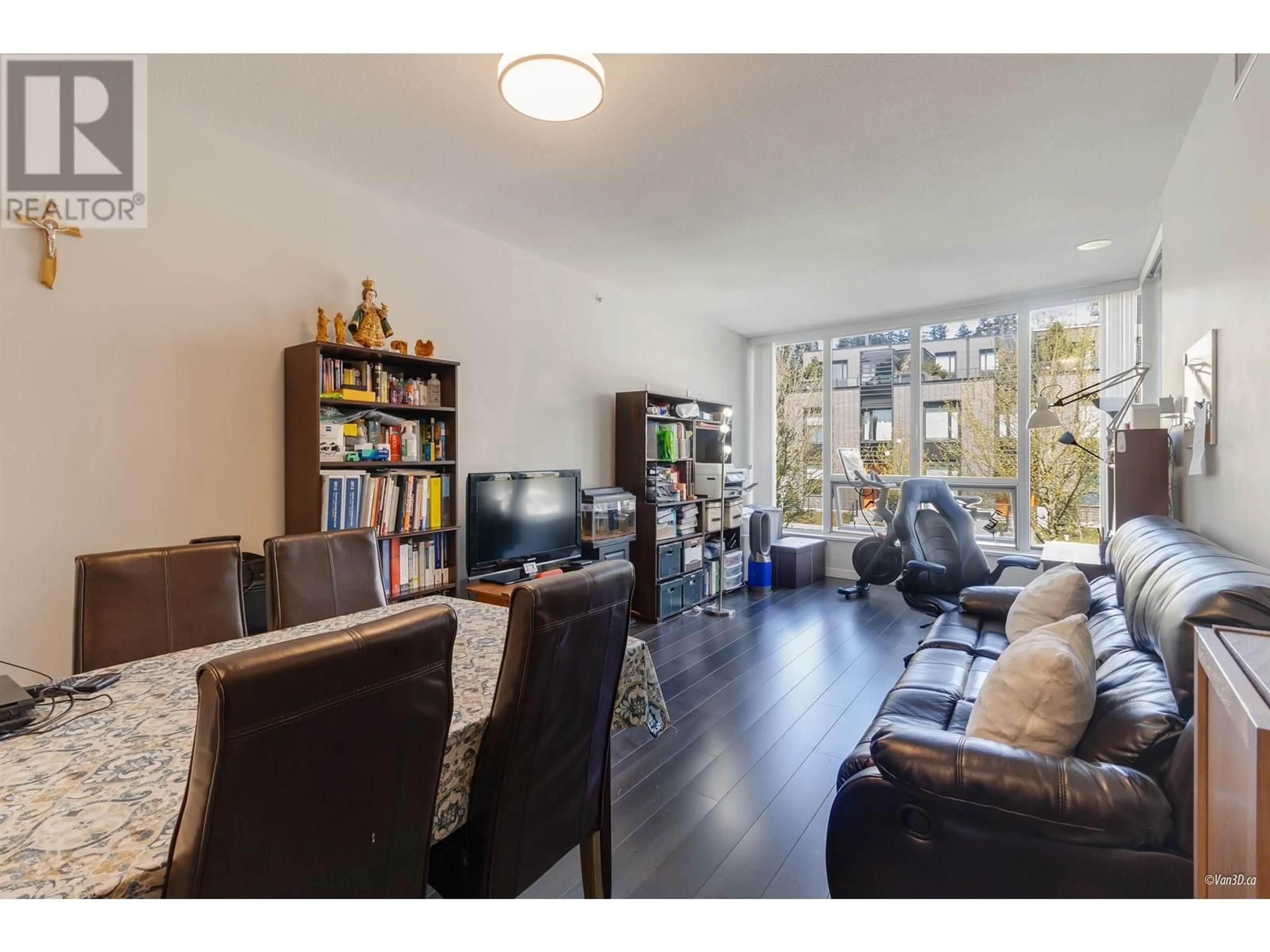 Living room with furniture, wood/laminate floor for 209 - 5638 BIRNEY AVENUE, Vancouver British Columbia V6S0H8