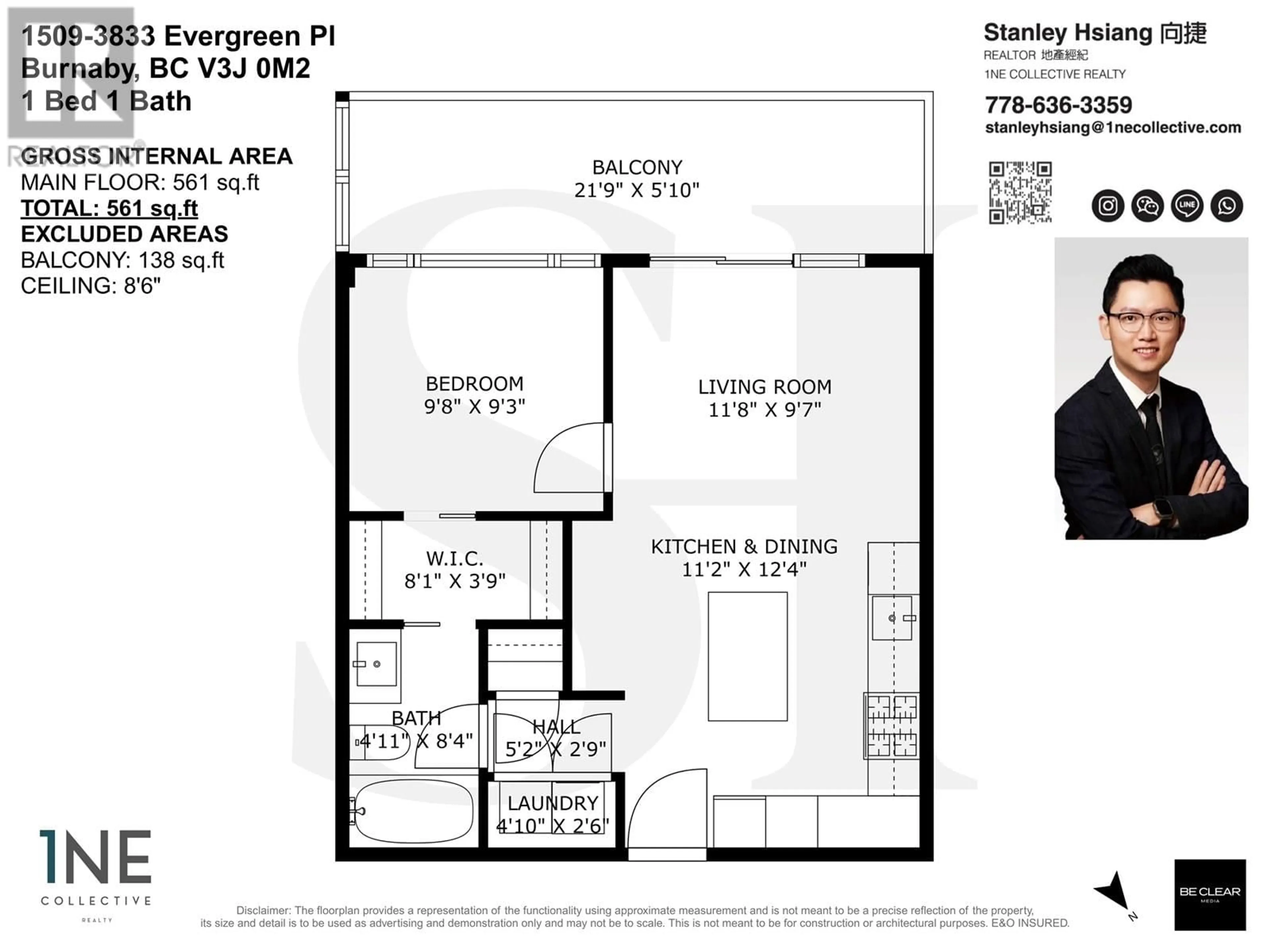 Floor plan for 1509 - 3833 EVERGREEN PLACE, Burnaby British Columbia V3J0M2