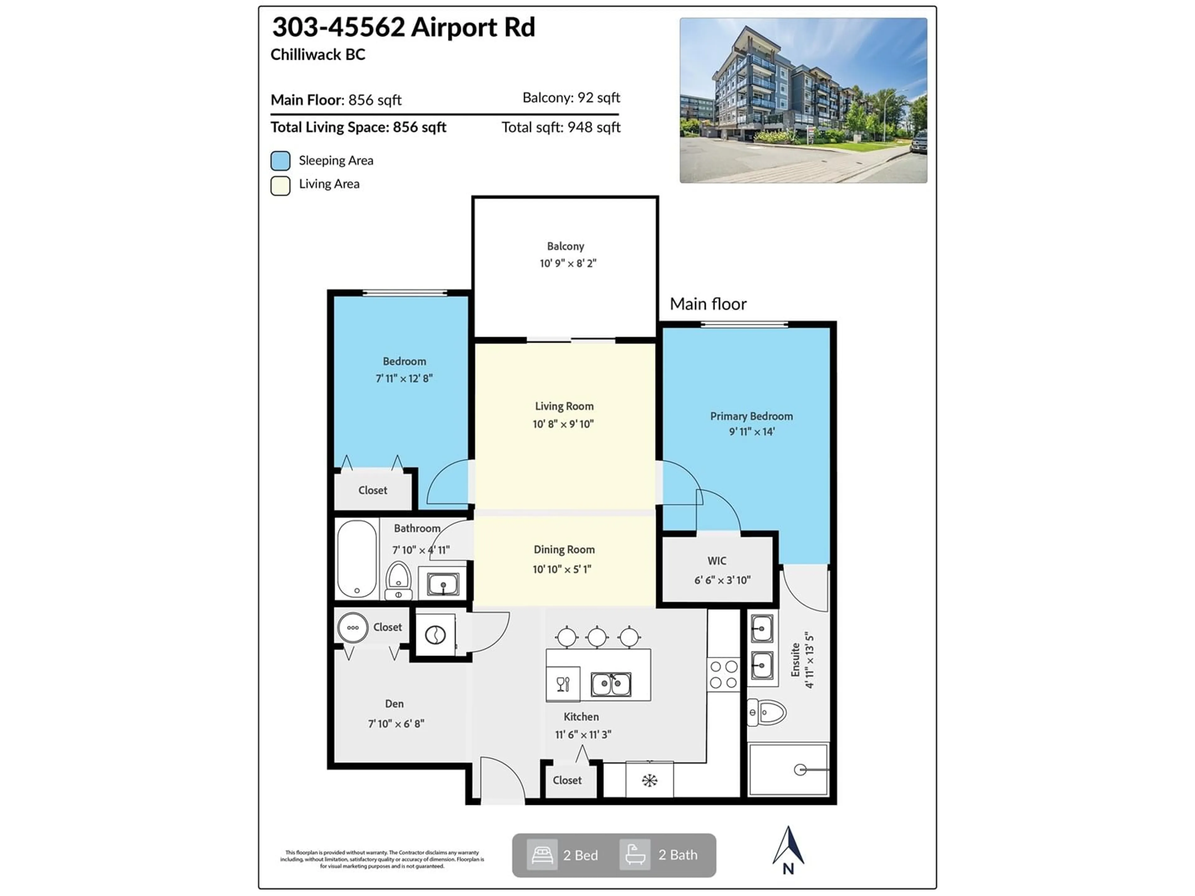 Floor plan for 303 - 45562 AIRPORT ROAD, Chilliwack British Columbia V2P0J8