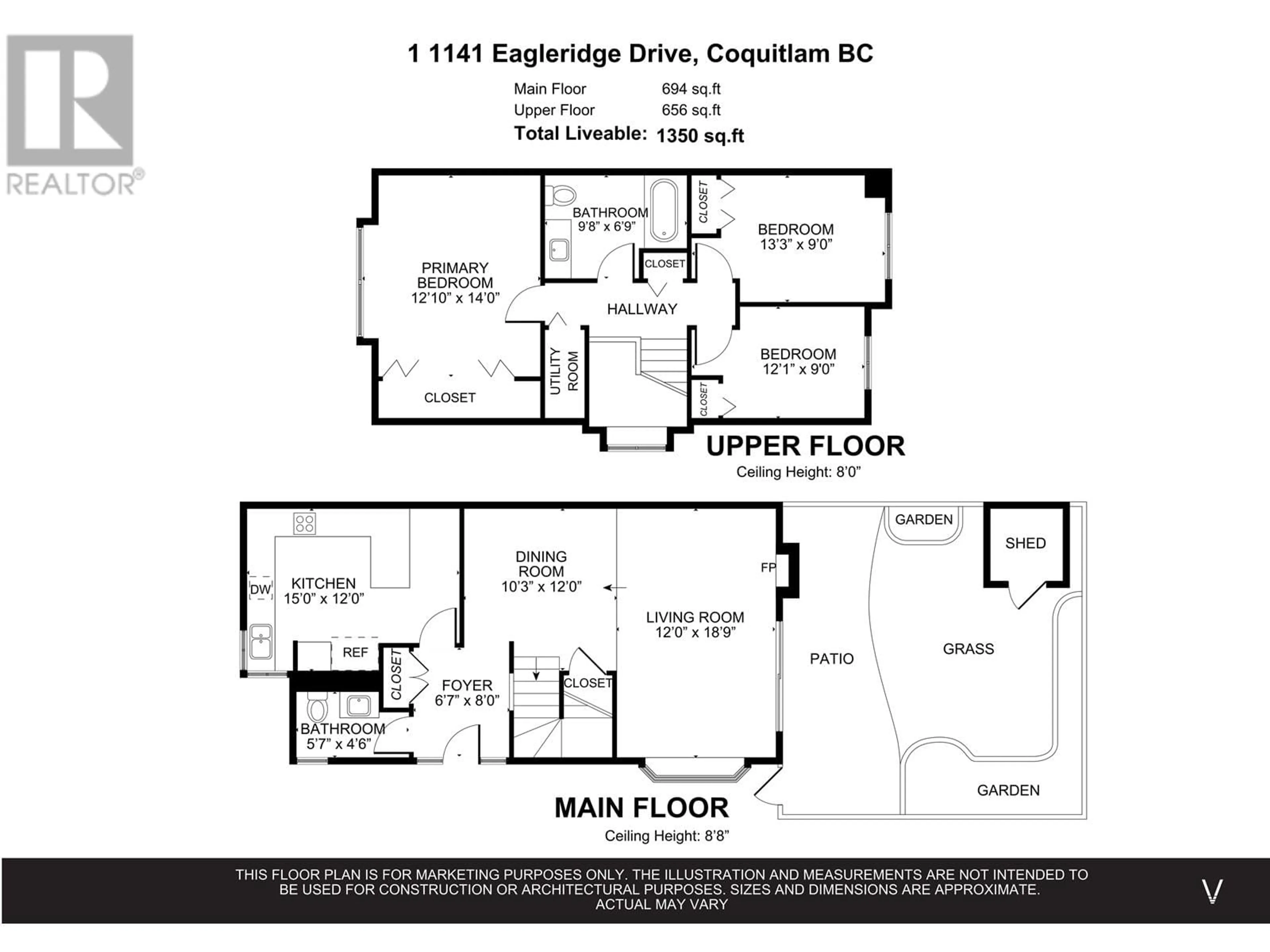 Floor plan for 1 - 1141 EAGLERIDGE DRIVE, Coquitlam British Columbia V3E1K1